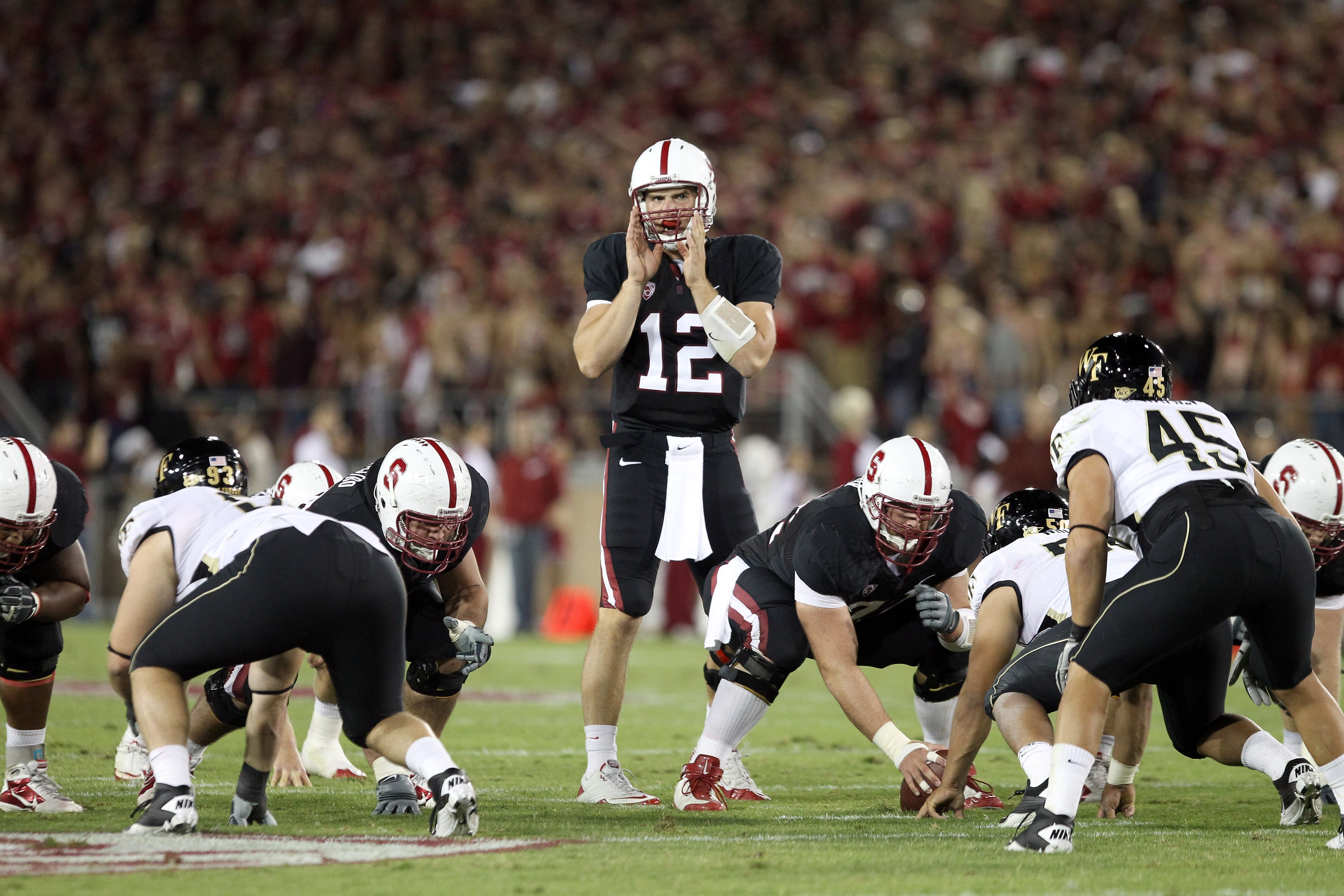 PALO ALTO, CA - SEPTEMBER 18:  Andrew Luck #12 of the Stanford Cardinal in action against the Wake Forest Demon Deacons at Stanford Stadium on September 18, 2010 in Palo Alto, California.  (Photo by Ezra Shaw/Getty Images)