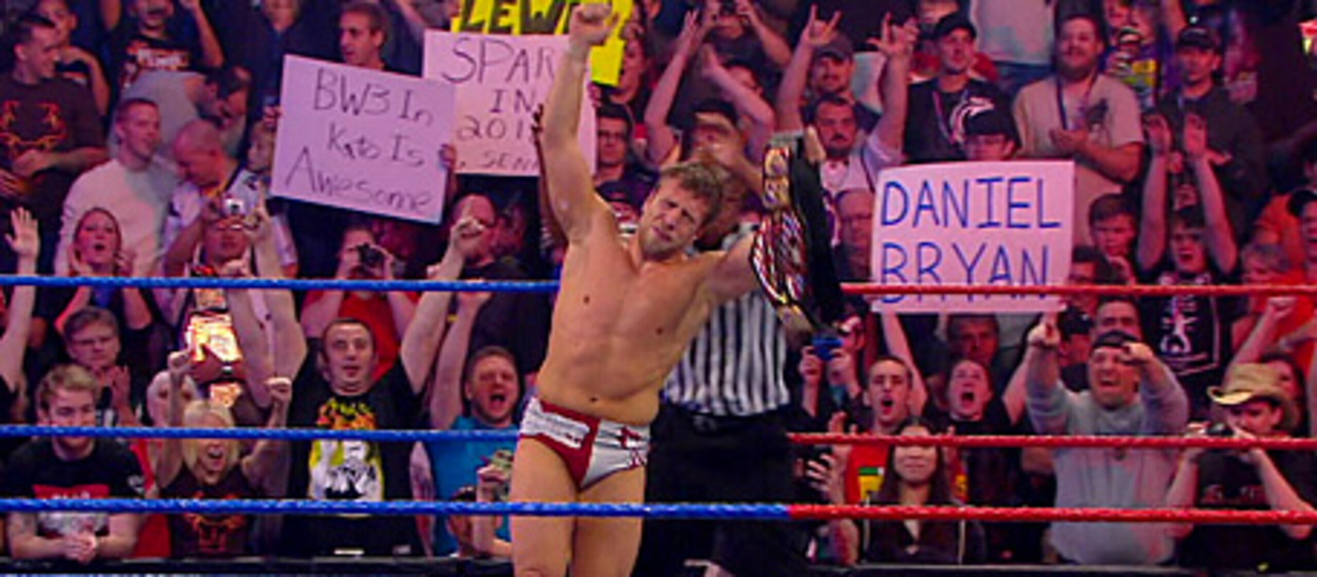 Daniel Bryan celebrating after his great match. Photo Courtesy of WWE.com