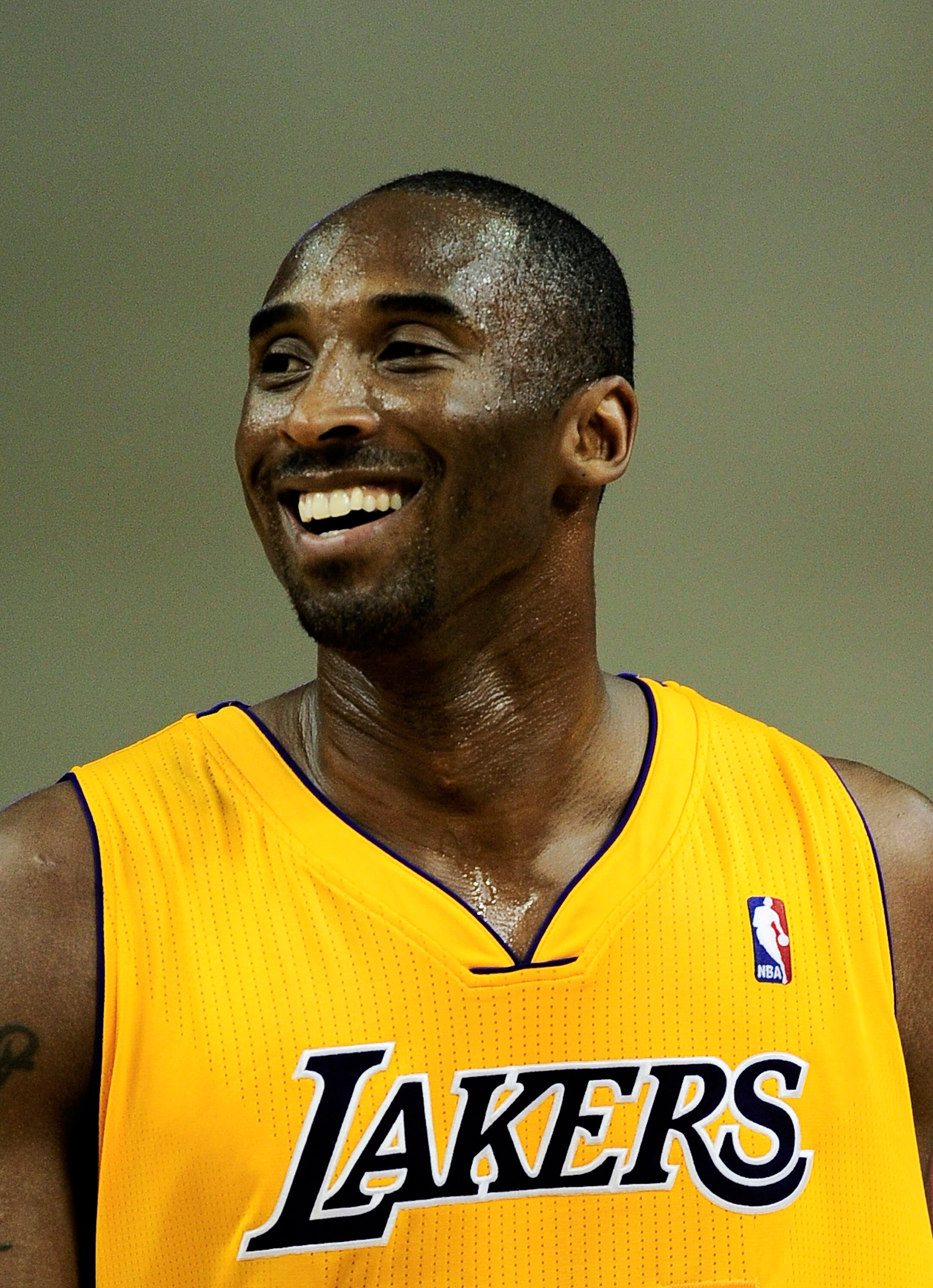 BARCELONA, SPAIN - OCTOBER 07:  Kobe Bryant #24 of the Los Angeles Lakers smiles during the NBA Europe Live match between Los Angeles Lakers and Regal FC Barcelona at the at Palau Blaugrana on October 7, 2010 in Barcelona, Spain.  (Photo by David Ramos/Ge