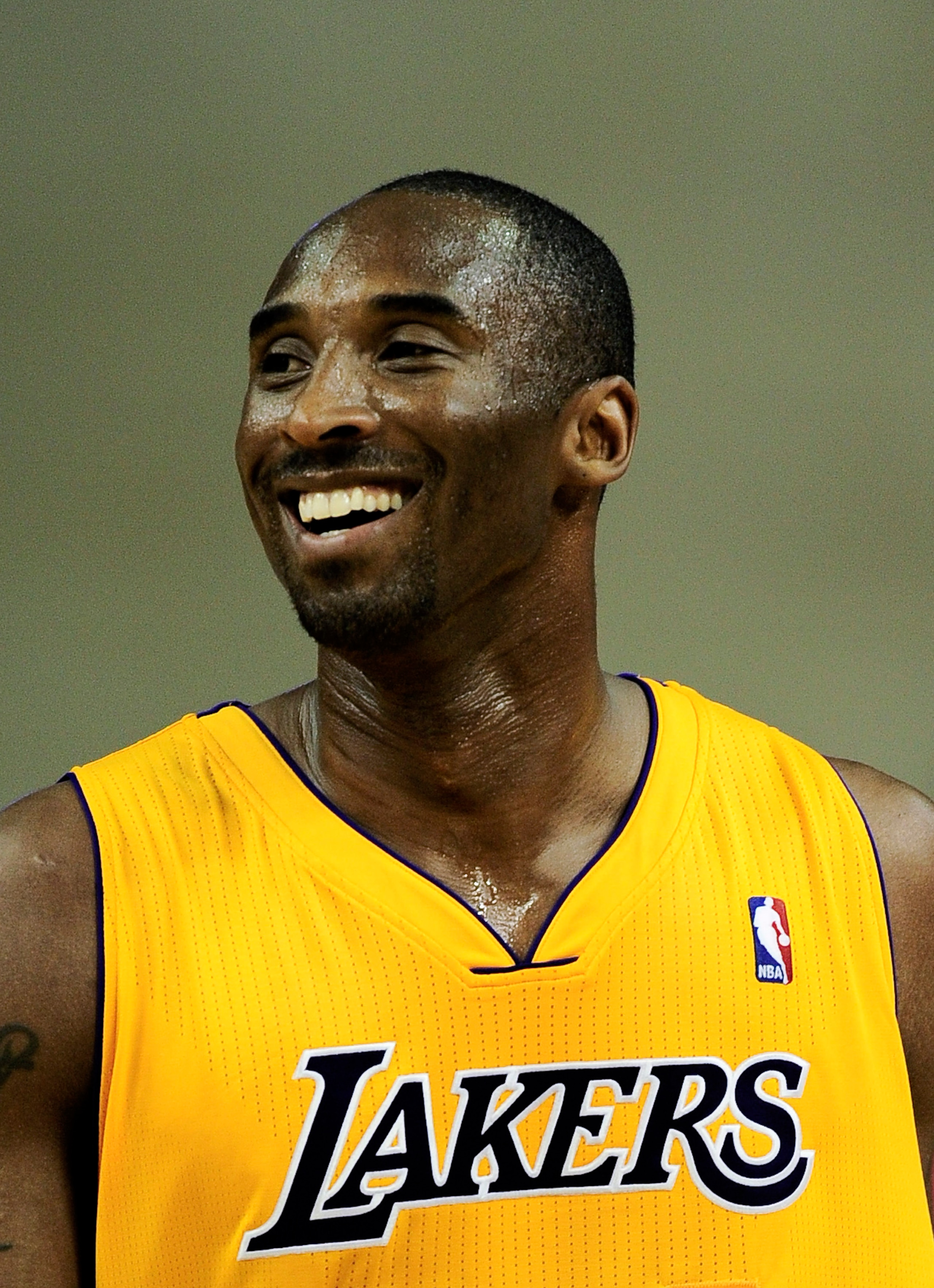 BARCELONA, SPAIN - OCTOBER 07:  Kobe Bryant #24 of the Los Angeles Lakers smiles during the NBA Europe Live match between Los Angeles Lakers and Regal FC Barcelona at the at Palau Blaugrana on October 7, 2010 in Barcelona, Spain.  (Photo by David Ramos/Ge