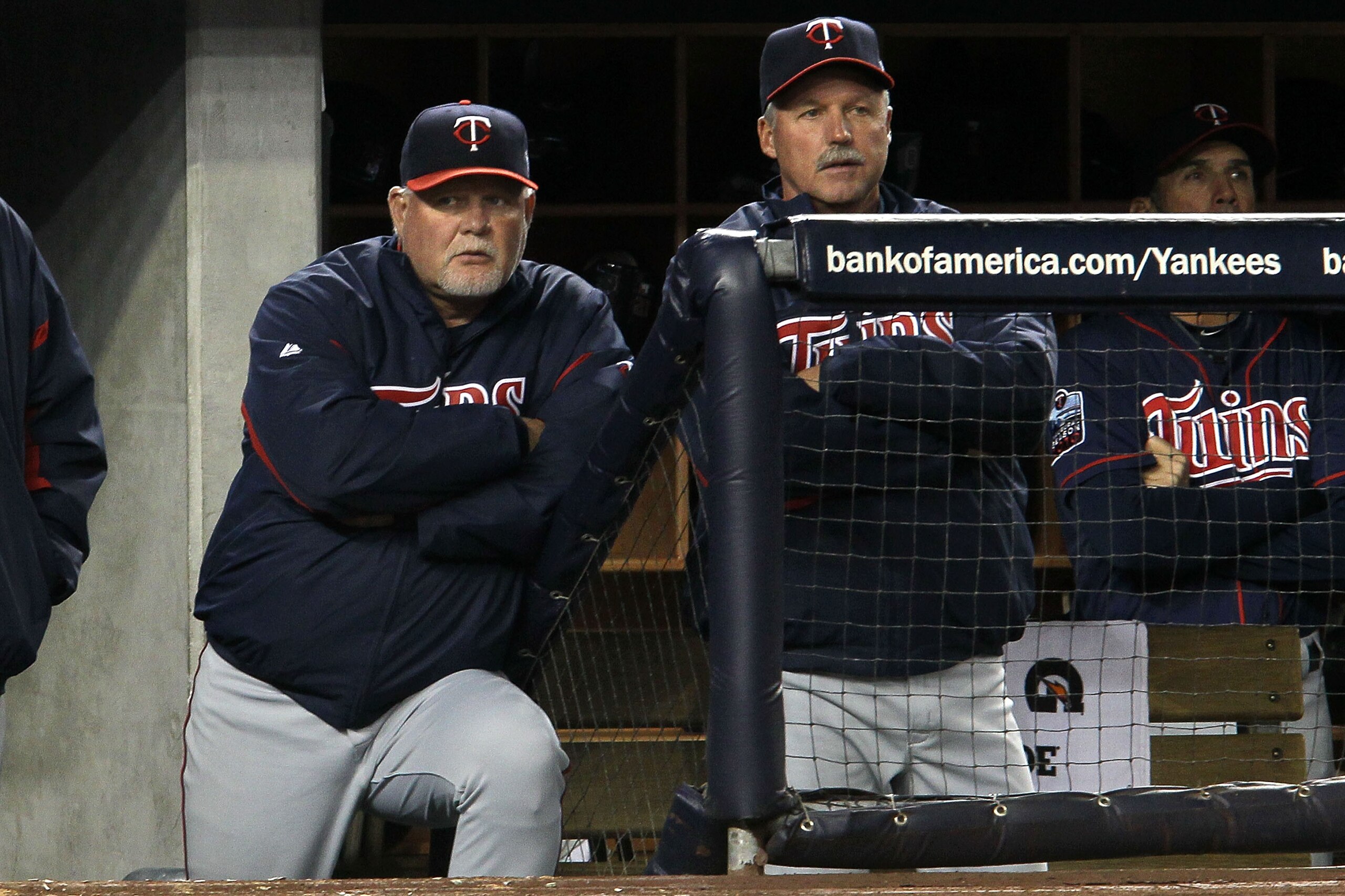 NEW YORK - OCTOBER 09: Manager Ron Gardenhire (L) #35 of the Minnesota Twins looks on from the dugout late in the game against the New York Yankees during Game Three of the ALDS part of the 2010 MLB Playoffs at Yankee Stadium on October 9, 2010 in the B NEW YORK - OCTOBER 09: Manager Ron Gardenhire (L) #35 of the Minnesota Twins looks on from the dugout late in the game against the New York Yankees during Game Three of the ALDS part of the 2010 MLB Playoffs at Yankee Stadium on October 9, 2010 in the B