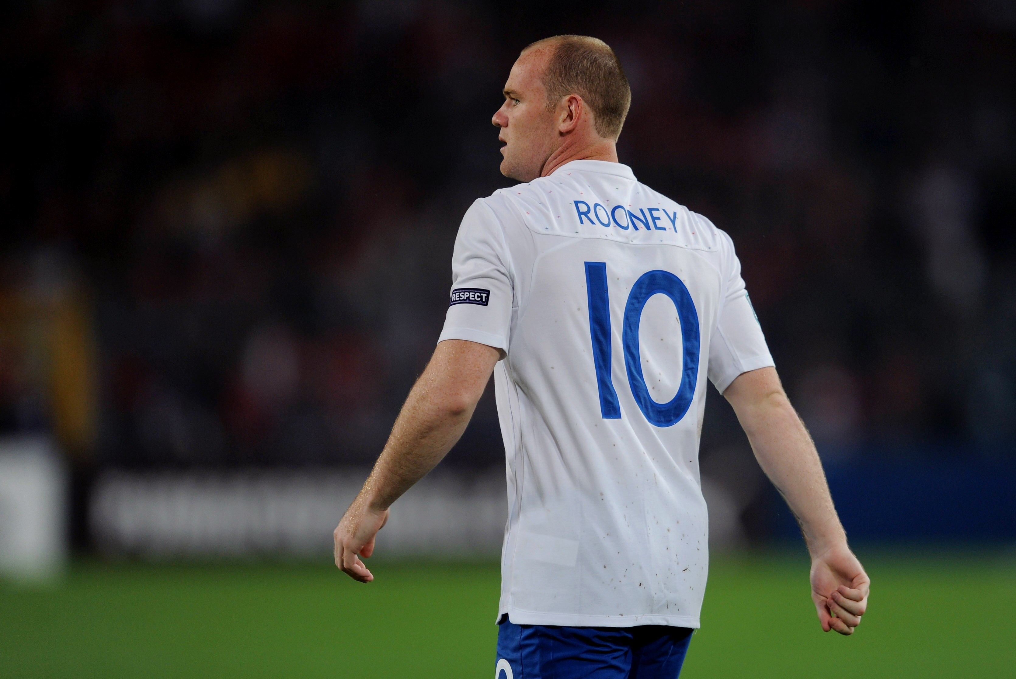 BASEL, SWITZERLAND - SEPTEMBER 07:  Wayne Rooney of England looks on during the EURO 2012 Group G Qualifier between Switzerland and England at St Jakob Park on September 7, 2010 in Basel, Switzerland.  (Photo by Michael Regan/Getty Images)