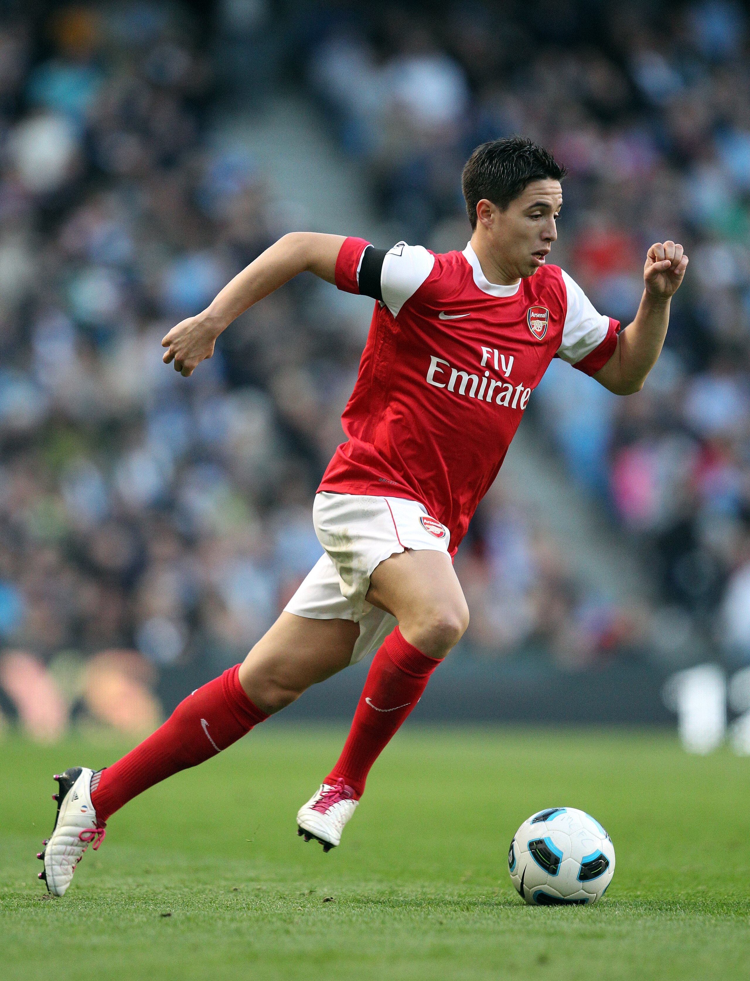 MANCHESTER, ENGLAND - OCTOBER 24:  Samir Nasri of Arsenal in action during the Barclays Premier League match between Manchester City and Arsenal at City of Manchester Stadium on October 24, 2010 in Manchester, England.  (Photo by Richard Heathcote/Getty I