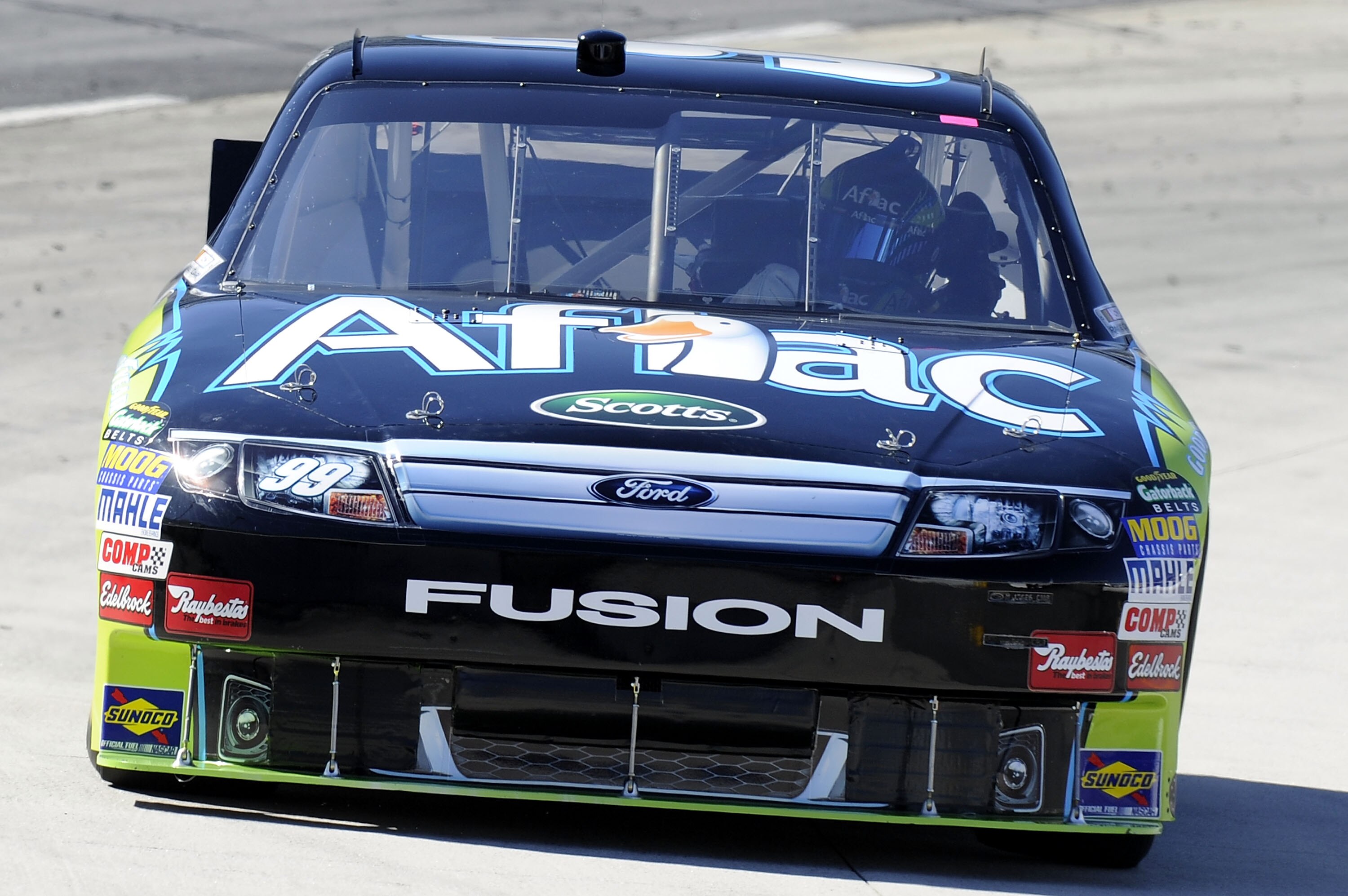 MARTINSVILLE, VA - OCTOBER 22: Carl Edwards drives the #99 Aflac Ford during practice for the NASCAR Sprint Cup Series TUMS Fast Relief 500 at Martinsville Speedway on October 22, 2010 in Martinsville, Virginia.  (Photo by John Harrelson/Getty Images)