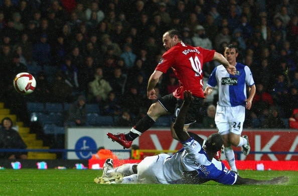 Rooney scoring the match's second goal against Blackburn (Picture)