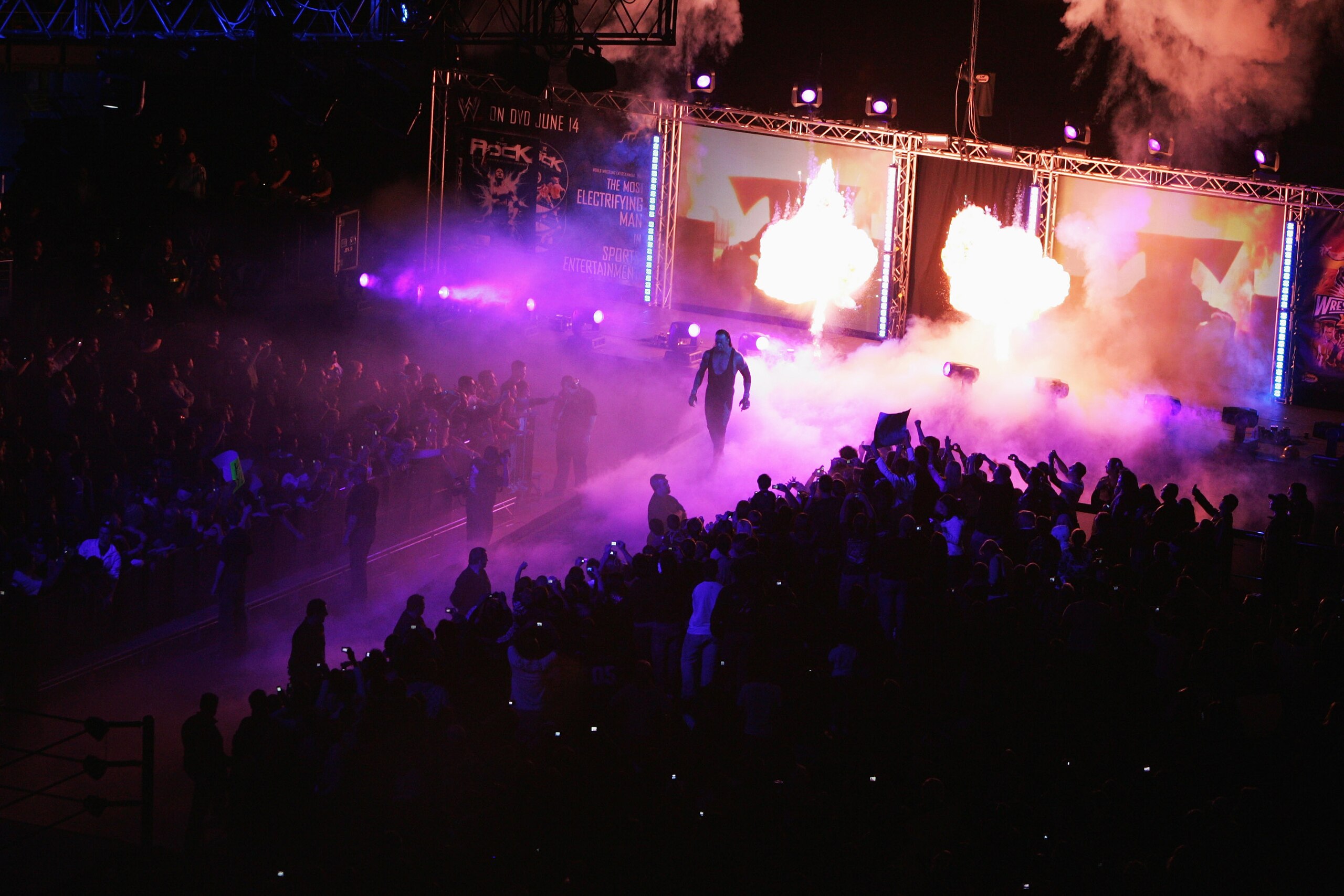 SYDNEY, AUSTRALIA - JUNE 15. The Undertaker enters the arena during WWE Smackdown at Acer Arena on June 15, 2008 in Sydney, Australia. (Photo by Gaye Gerard/Getty Images) SYDNEY, AUSTRALIA - JUNE 15. The Undertaker enters the arena during WWE Smackdown at Acer Arena on June 15, 2008 in Sydney, Australia. (Photo by Gaye Gerard/Getty Images)