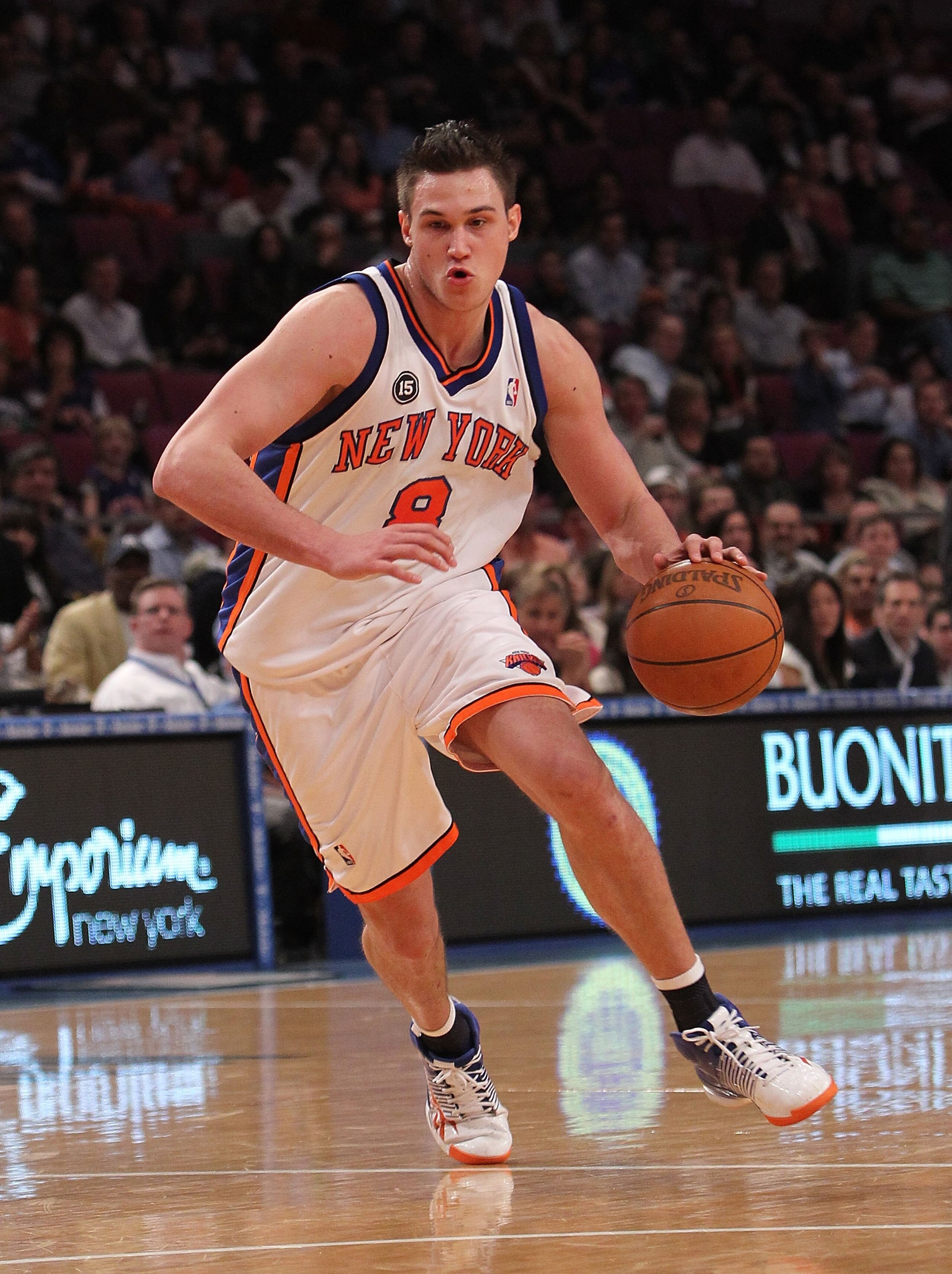 NEW YORK - MARCH 19: Danilo Gallinari #8 of the New York Knicks against the Philadelphia 76ers at Madison Square Garden on March 19, 2010 in New York City. NOTE TO USER: User expressly acknowledges and agrees that, by downloading and or using this photogr
