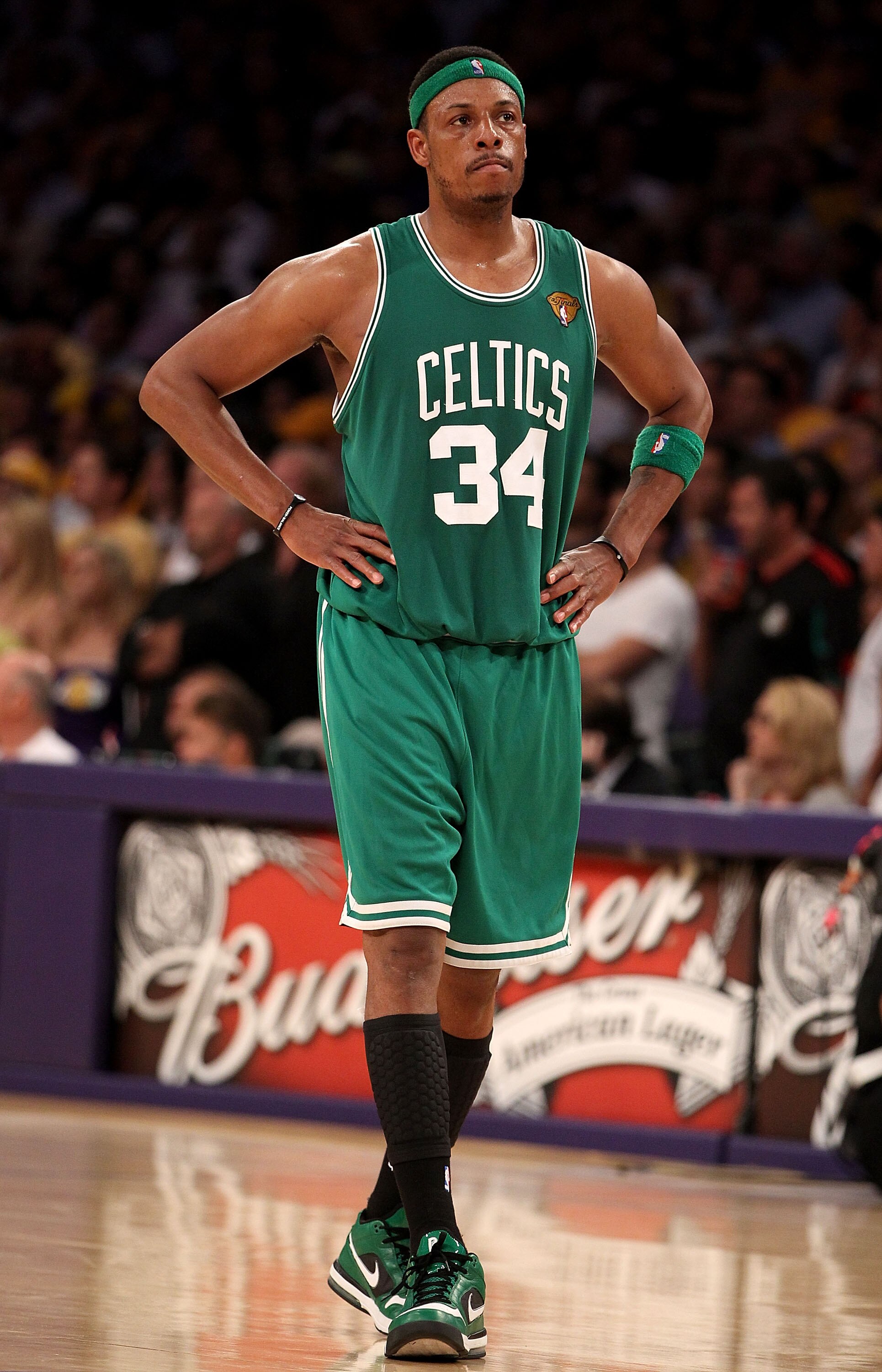 LOS ANGELES, CA - JUNE 17:  Paul Pierce #34 of the Boston Celtics walks up court in the second half against the Los Angeles Lakers in Game Seven of the 2010 NBA Finals at Staples Center on June 17, 2010 in Los Angeles, California.  NOTE TO USER: User expr