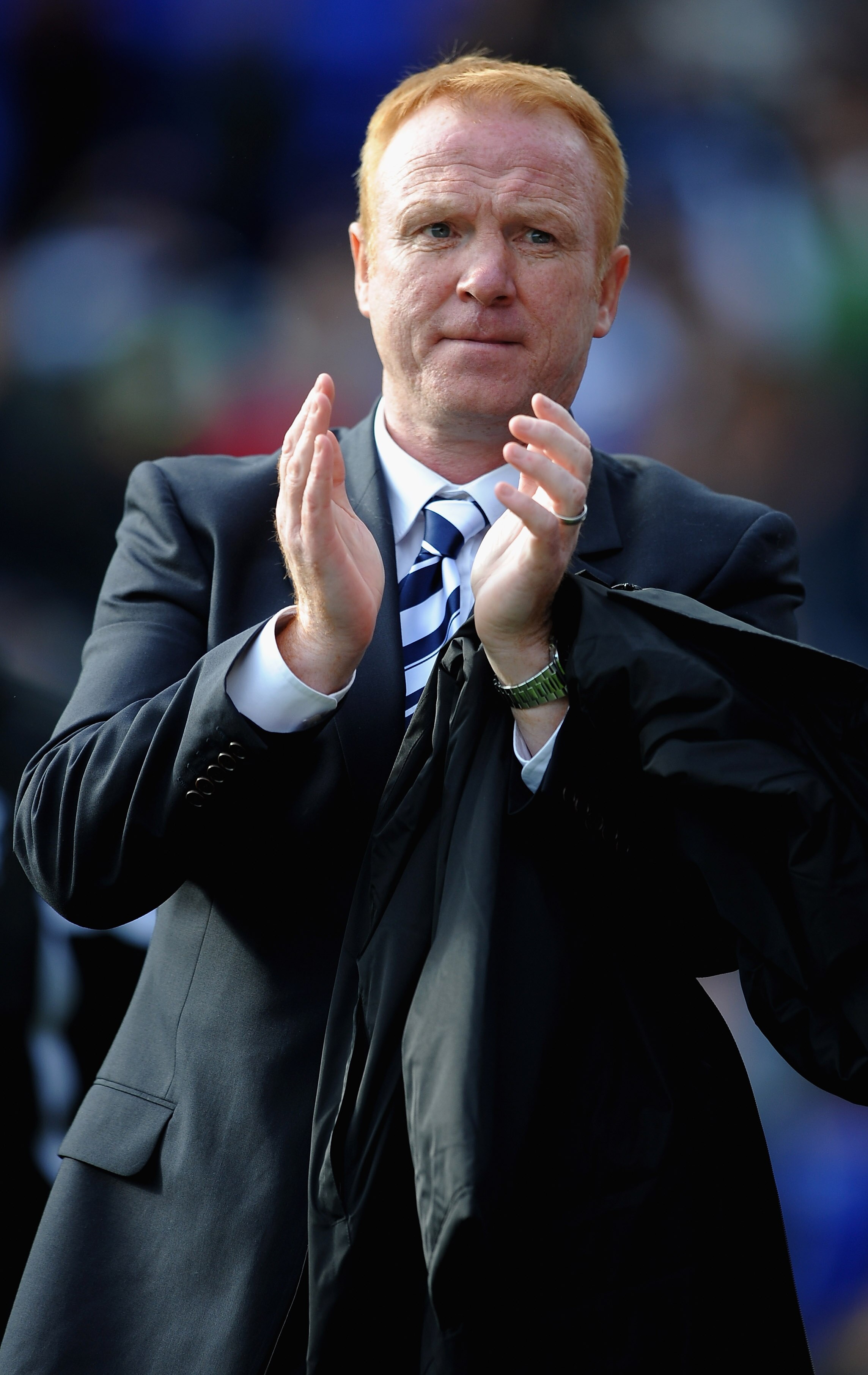 BIRMINGHAM, ENGLAND - OCTOBER 23:  Alex McLeish of Birmingham City looks on during the Barclays Premier League match between Birmingham City and Blackpool at St Andrews on October 23, 2010 in Birmingham, England.  (Photo by Laurence Griffiths/Getty Images