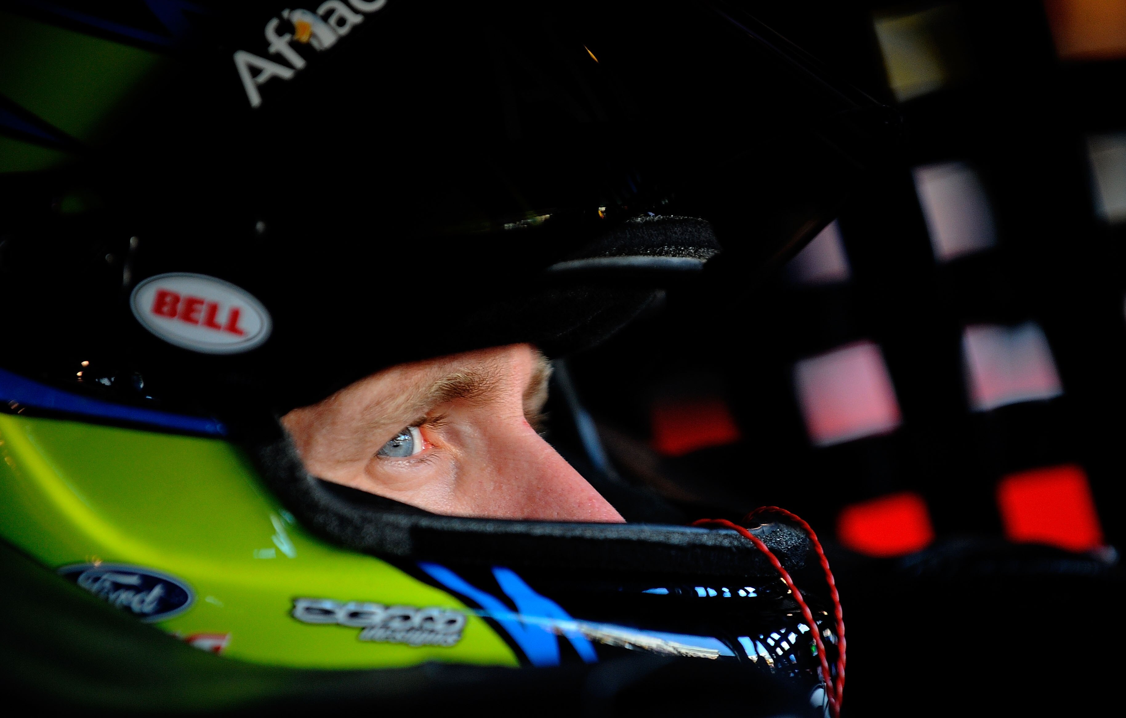 MARTINSVILLE, VA - OCTOBER 23:  Carl Edwards, driver of the #99 Aflac Ford, sits in his car during practice for the NASCAR Sprint Cup Series TUMS Fast Relief 500 at Martinsville Speedway on October 23, 2010 in Martinsville, Virginia.  (Photo by Jared C. T