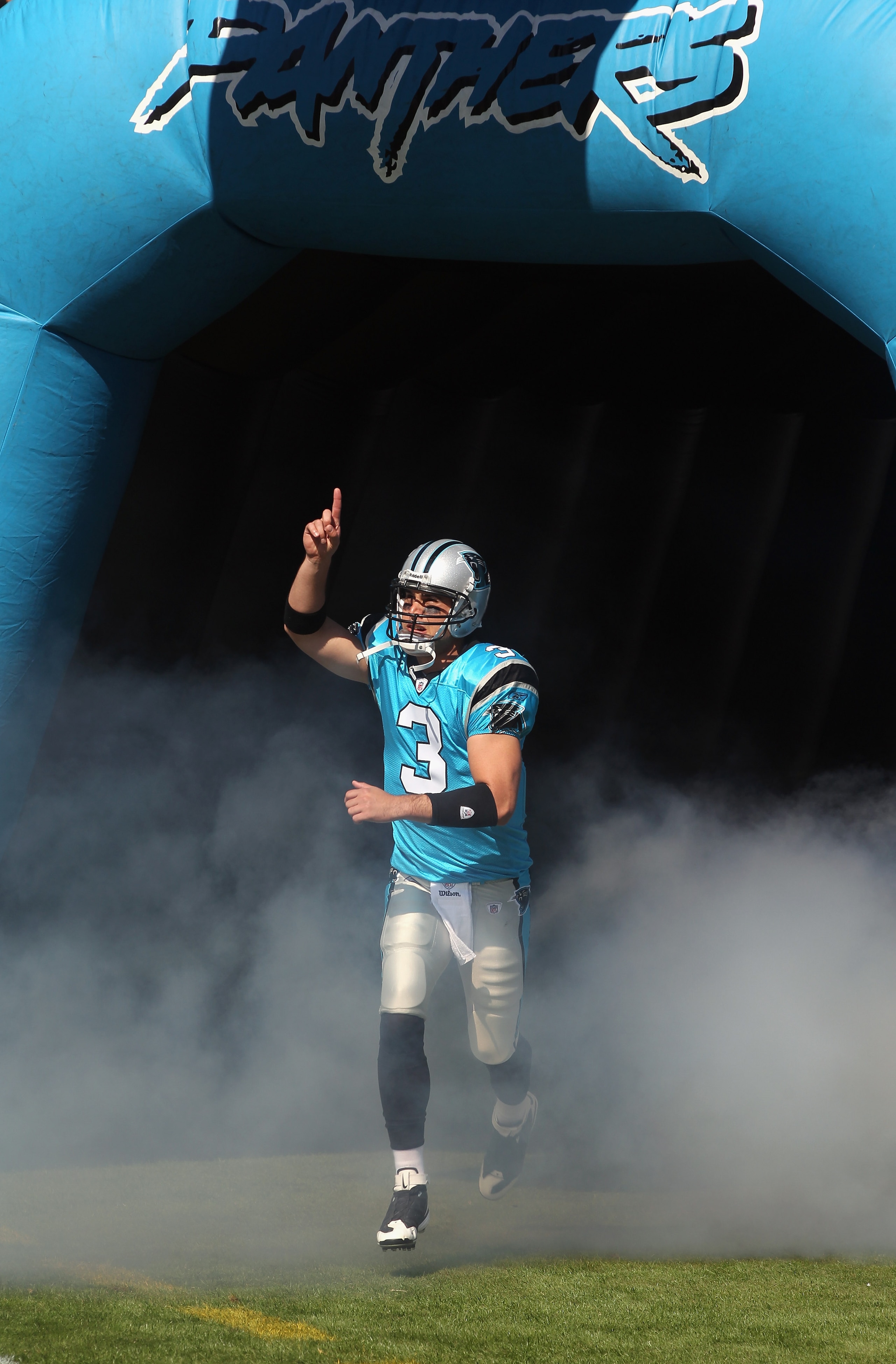 CHARLOTTE, NC - OCTOBER 24:  Matt Moore #3 of the Carolina Panthers is introduced in the starting lineup against the San Francisco 49ers during their game at Bank of America Stadium on October 24, 2010 in Charlotte, North Carolina.  (Photo by Streeter Lec