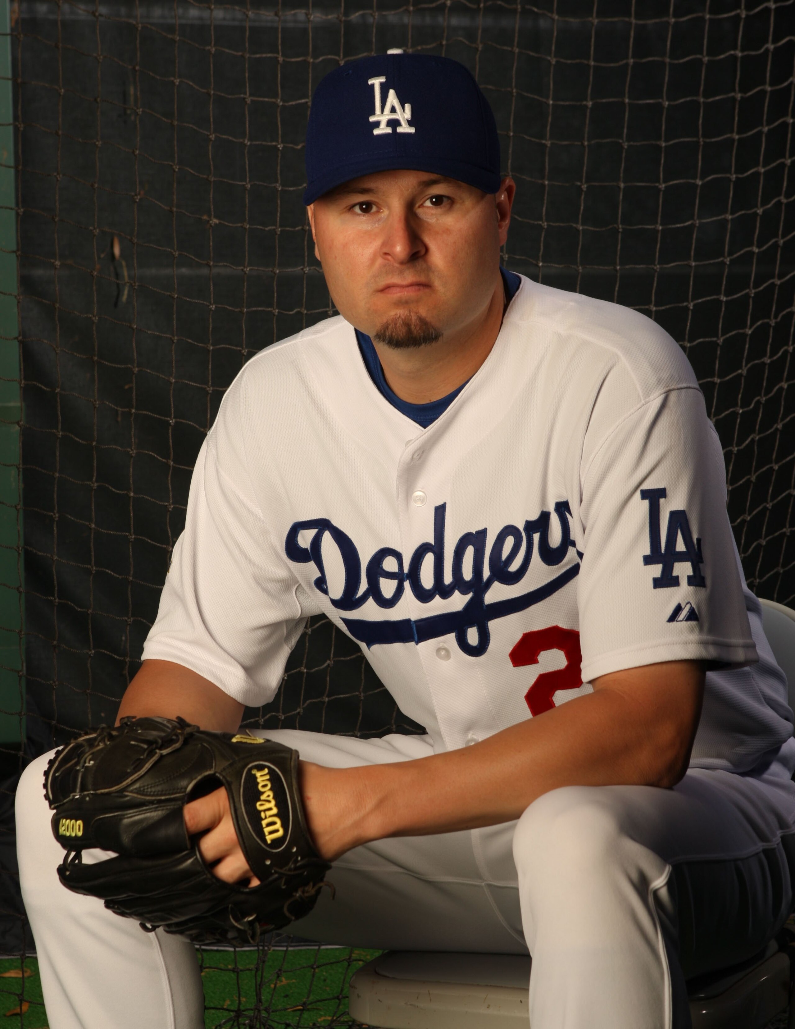 VERO BEACH, FL - FEBRUARY 24:  Jason Schmidt #29 of the Los Angeles Dodgers poses during Photo Day on February 24, 2008 at Holman Stadium in Vero Beach, Florida.  (Photo by Elsa/Getty Images)