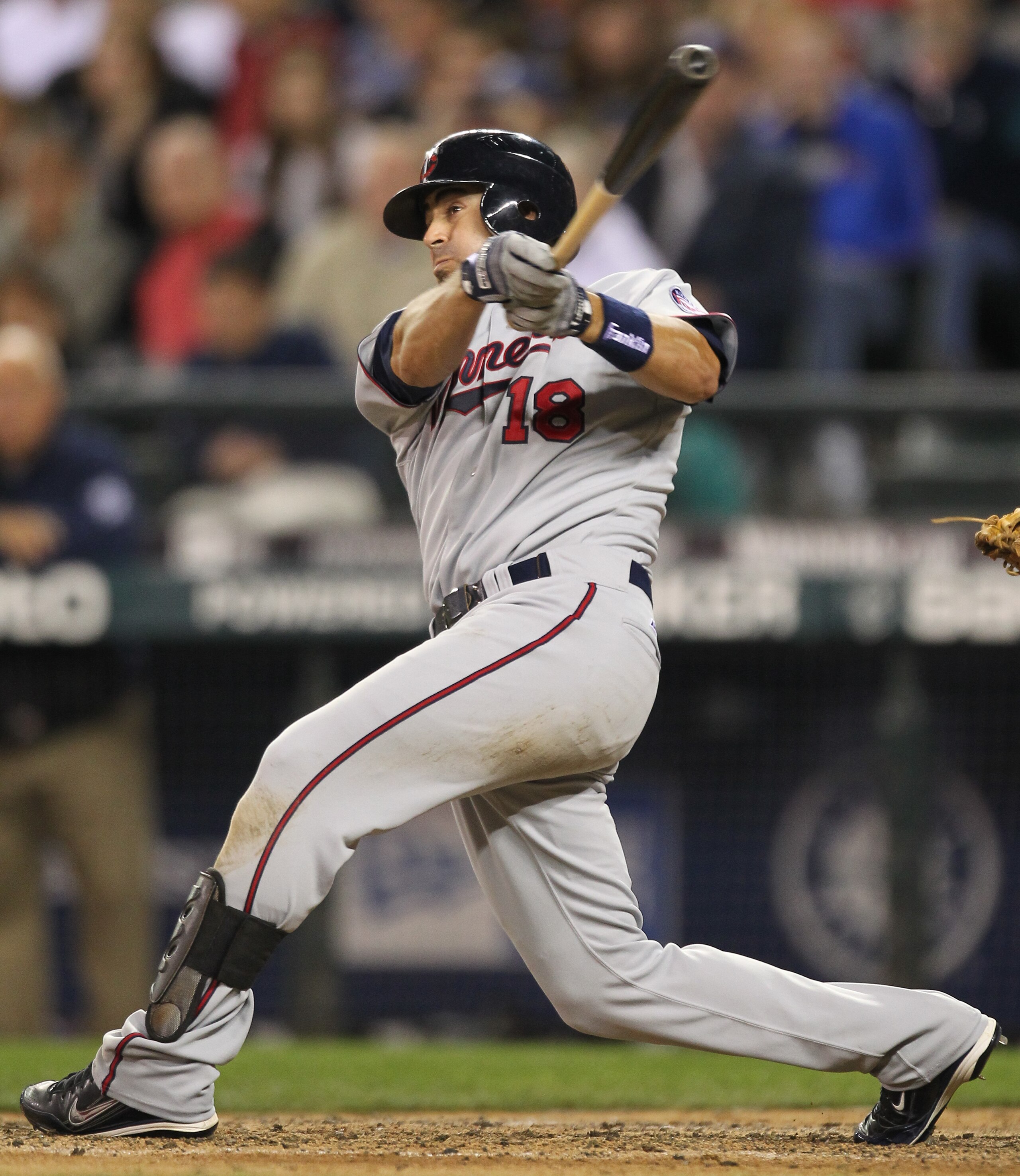 SEATTLE - AUGUST 27:  Jason Repko #18 of the Minnesota Twins bats against the Seattle Mariners at Safeco Field on August 27, 2010 in Seattle, Washington. The Twins won 6-3. (Photo by Otto Greule Jr/Getty Images)
