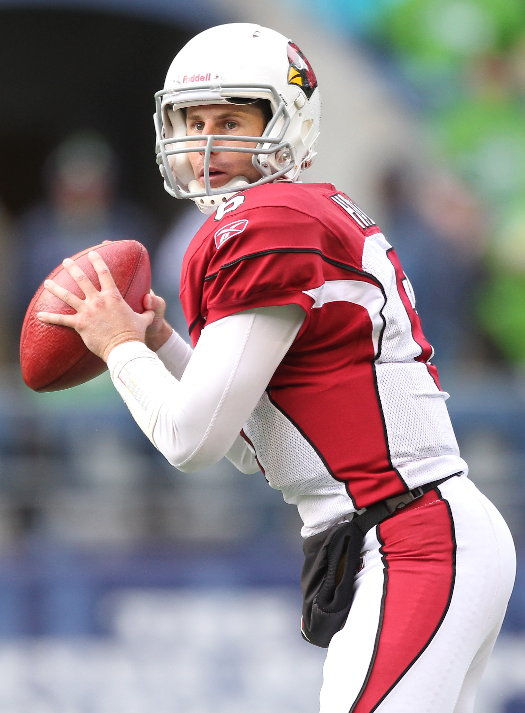 SEATTLE - OCTOBER 24:  Quarterback Max Hall #6 of the Arizona Cardinals looks downfield against the Seattle Seahawks at Qwest Field on October 24, 2010 in Seattle, Washington. (Photo by Otto Greule Jr/Getty Images)