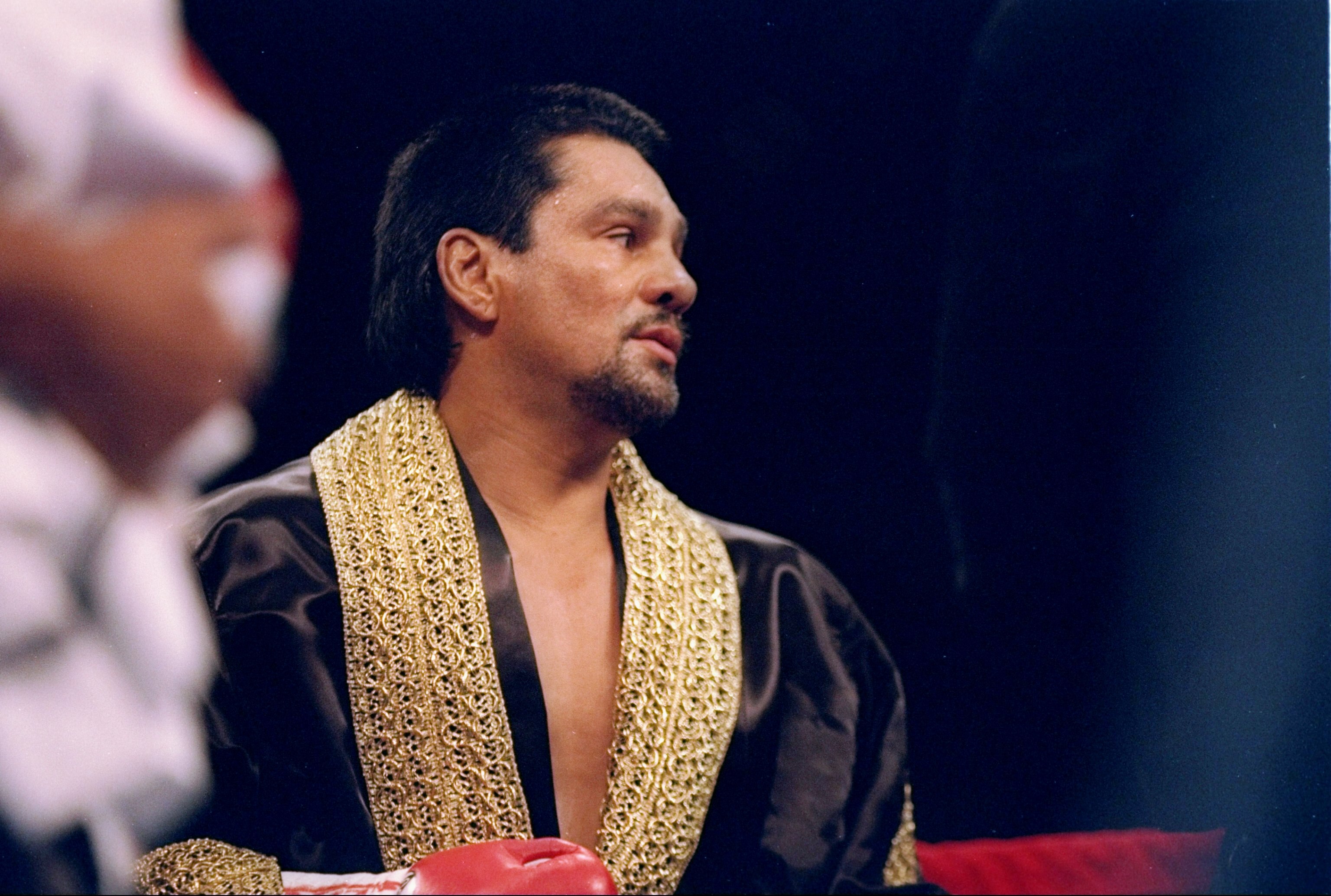 25 Jun 1994: Roberto Duran looks on during his bout against Vinny Pazienza in Las Vegas, Nevada.