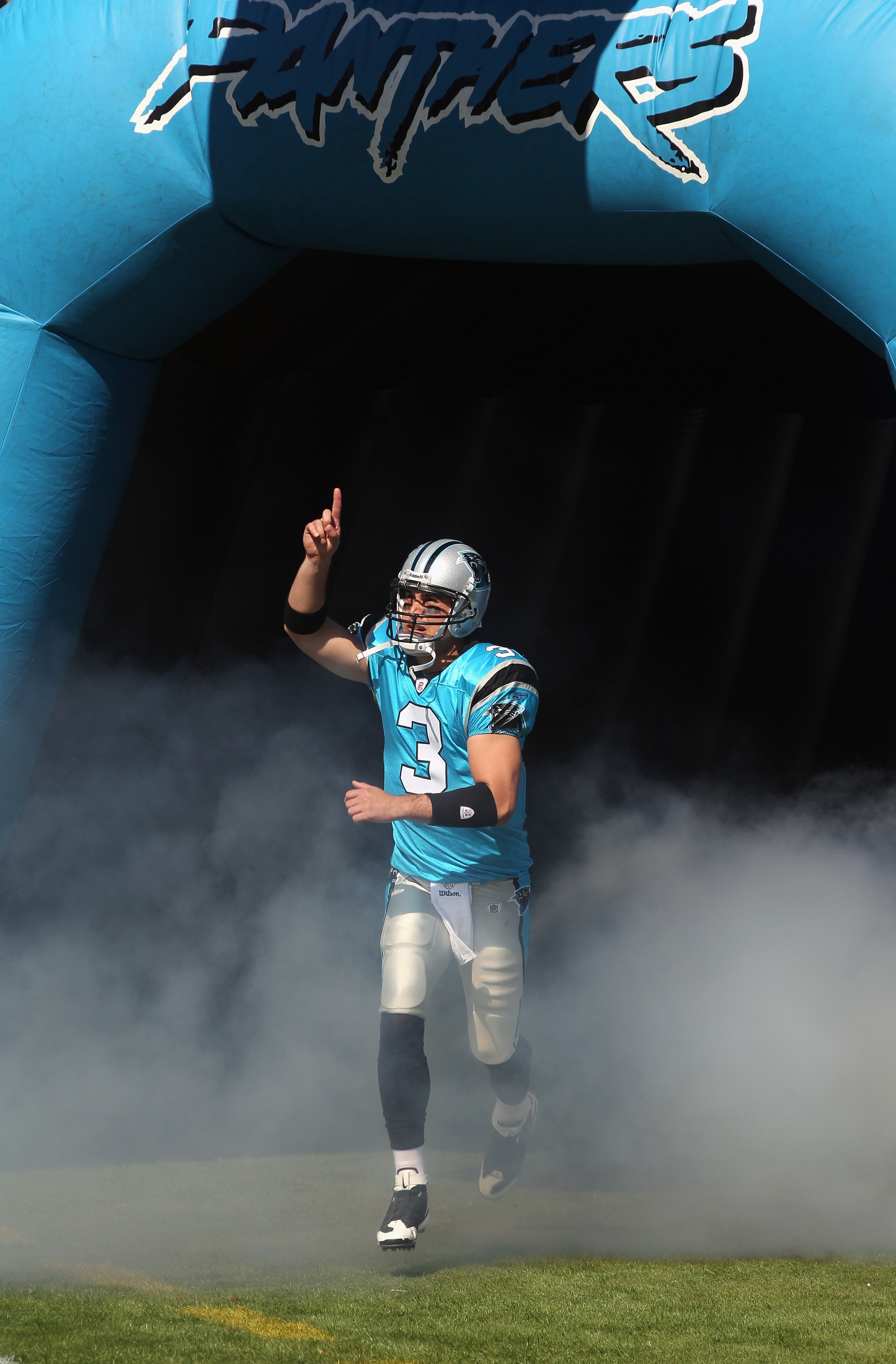 CHARLOTTE, NC - OCTOBER 24:  Matt Moore #3 of the Carolina Panthers is introduced in the starting lineup against the San Francisco 49ers during their game at Bank of America Stadium on October 24, 2010 in Charlotte, North Carolina.  (Photo by Streeter Lec
