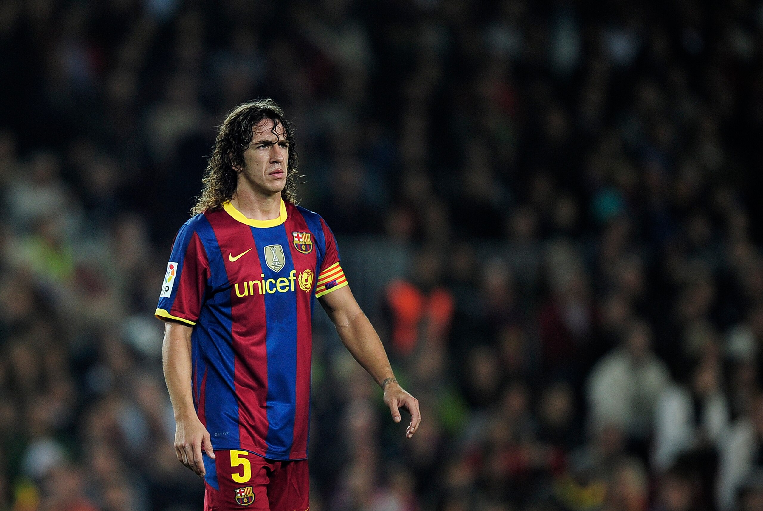 BARCELONA, SPAIN - OCTOBER 16: Carles Puyol of Barcelona looks on during the La Liga match between Barcelona and Valencia at the Camp Nou stadium on October 16, 2010 in Barcelona, Spain. Barcelona won the match 2-1. (Photo by David Ramos/Getty Images) BARCELONA, SPAIN - OCTOBER 16: Carles Puyol of Barcelona looks on during the La Liga match between Barcelona and Valencia at the Camp Nou stadium on October 16, 2010 in Barcelona, Spain. Barcelona won the match 2-1. (Photo by David Ramos/Getty Images)