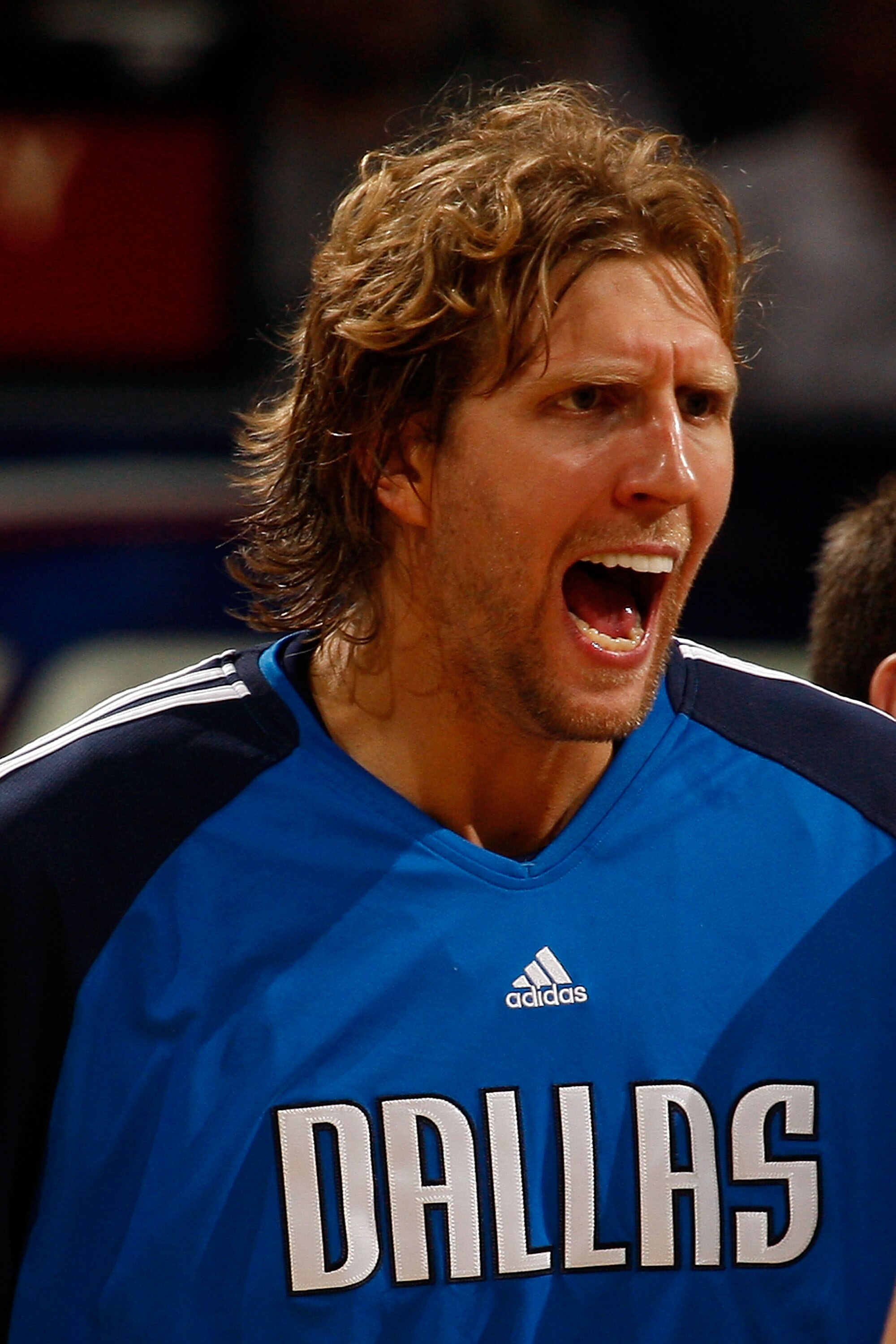NEW ORLEANS - NOVEMBER 04:  Dirk Nowitzki #41 of the Dallas Mavericks yells to a teammate after fouling out against the New Orleans Hornets at New Orleans Arena on November 4, 2009 in New Orleans, Louisiana.  The Hornets defeated the Mavericks 114-107.  N