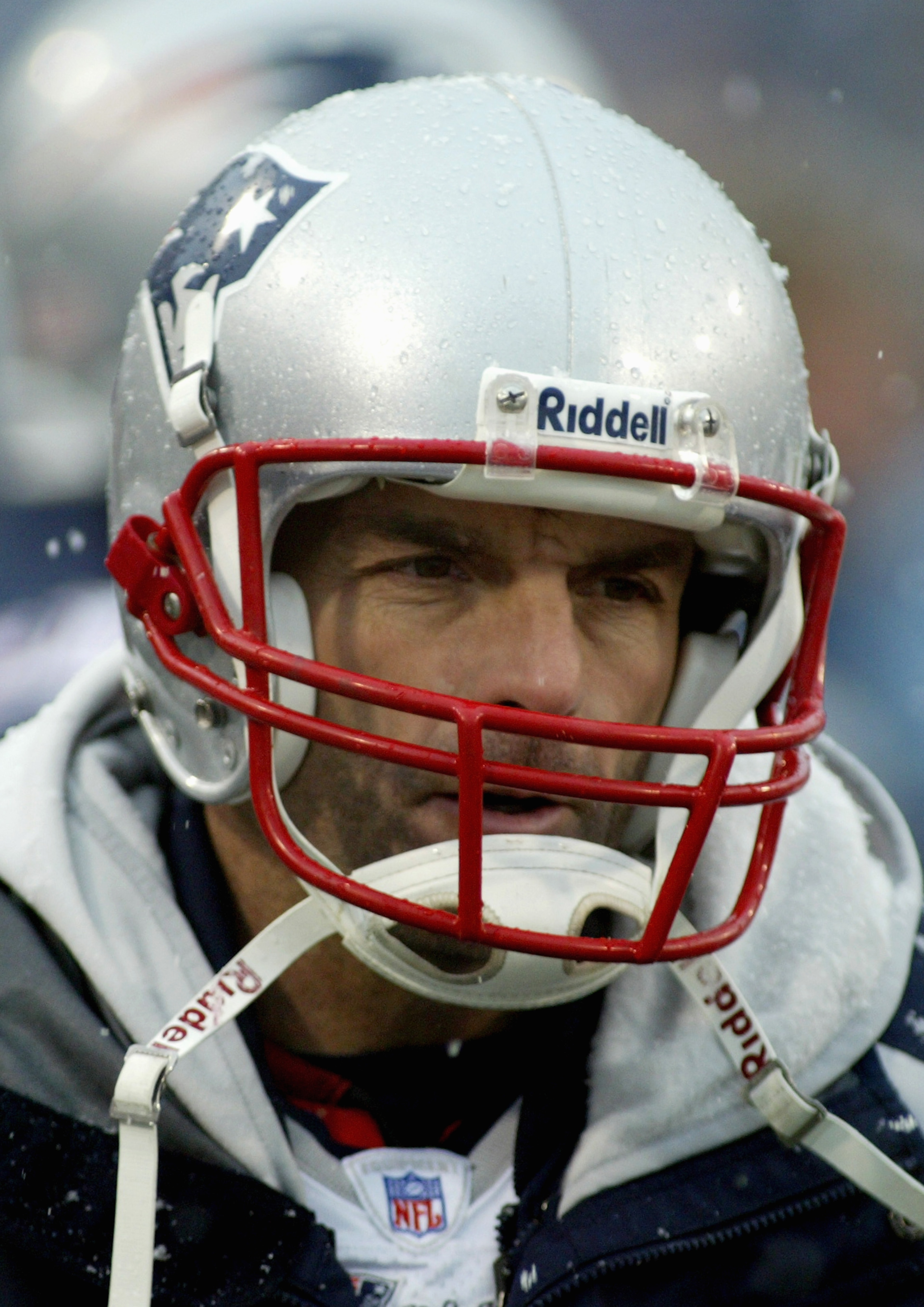 ORCHARD PARK, NY - DECEMBER 11:  Doug Flutie #2 of the New England Patriots rests on the sideline during the game with the Buffalo Bills on December 11, 2005 at Ralph Wilson Stadium in Orchard Park, New York. The Pats won 35-7. (Photo by Rick Stewart/Gett