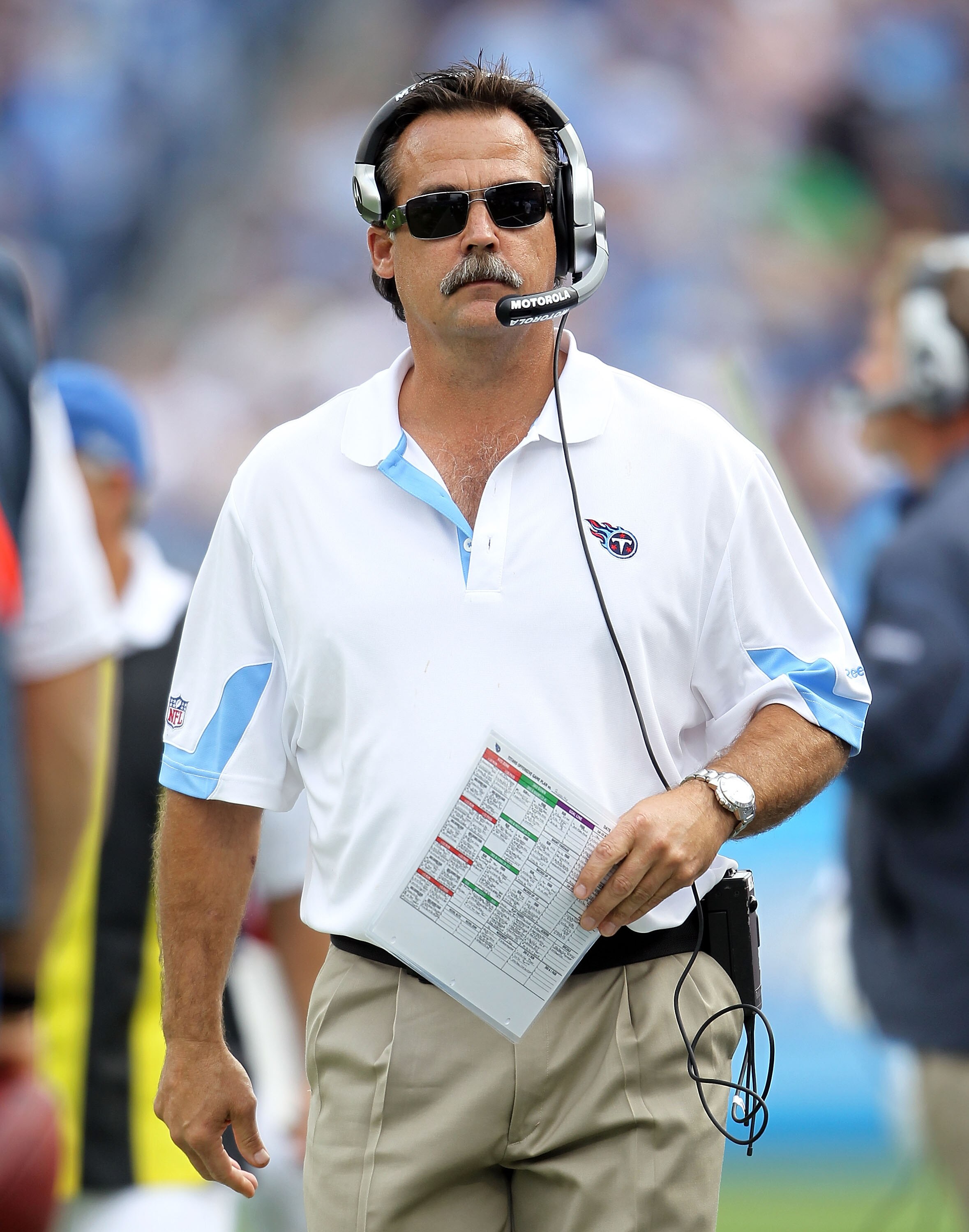NASHVILLE, TN - OCTOBER 24: Jeff Fisher the Head Coach of the Titans walks the sidelines during the NFL game against the Philadelphia Eagles at LP Field on October 24, 2010 in Nashville, Tennessee. The Titans won 37-19.  (Photo by Andy Lyons/Getty Images)