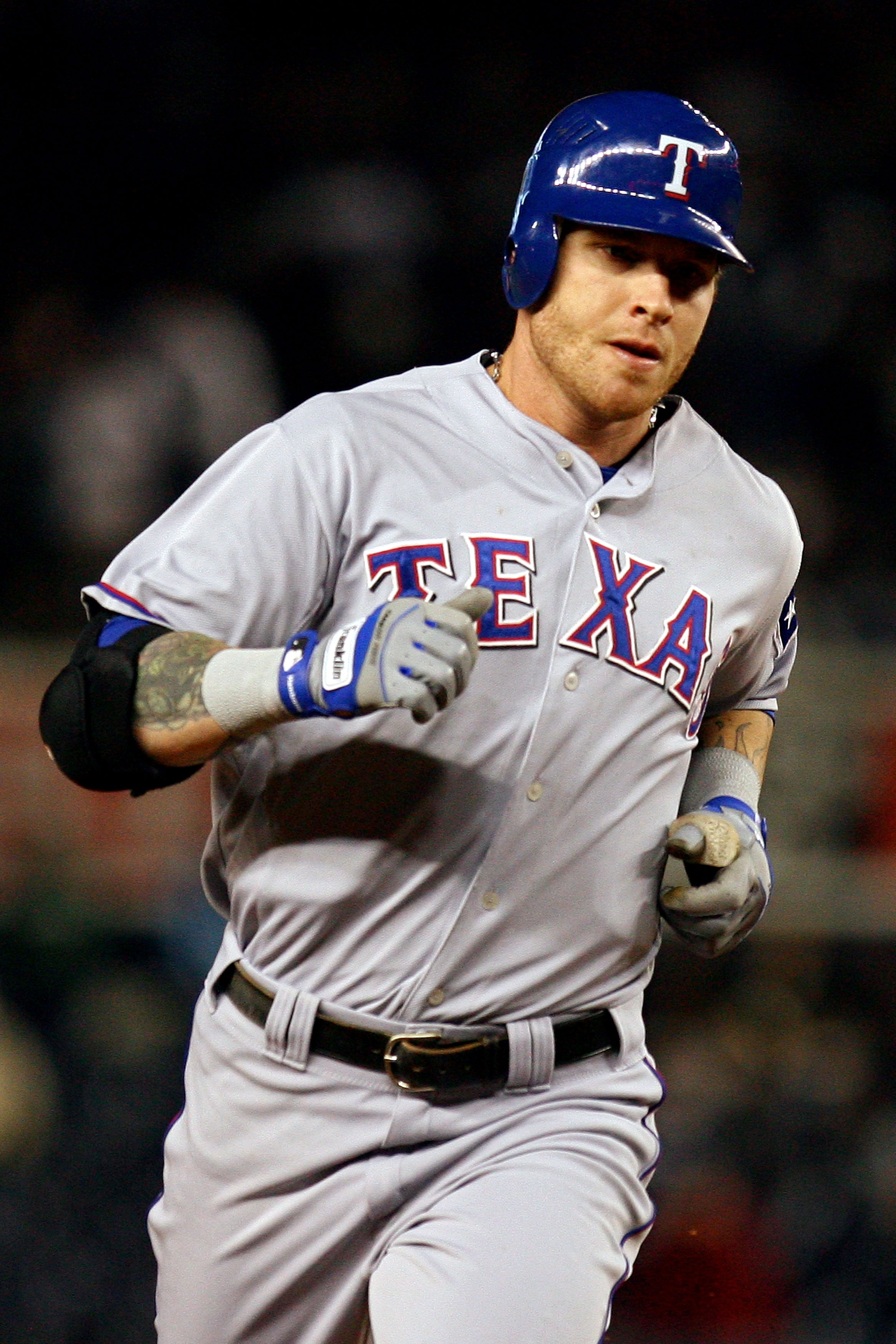 NEW YORK - OCTOBER 19: Josh Hamilton #32 of the Texas Rangers round the bases after hitting a solo homerun in the ninth inning against the New York Yankees in Game Four of the ALCS during the 2010 MLB Playoffs at Yankee Stadium on October 19, 2010 in the NEW YORK - OCTOBER 19: Josh Hamilton #32 of the Texas Rangers round the bases after hitting a solo homerun in the ninth inning against the New York Yankees in Game Four of the ALCS during the 2010 MLB Playoffs at Yankee Stadium on October 19, 2010 in the