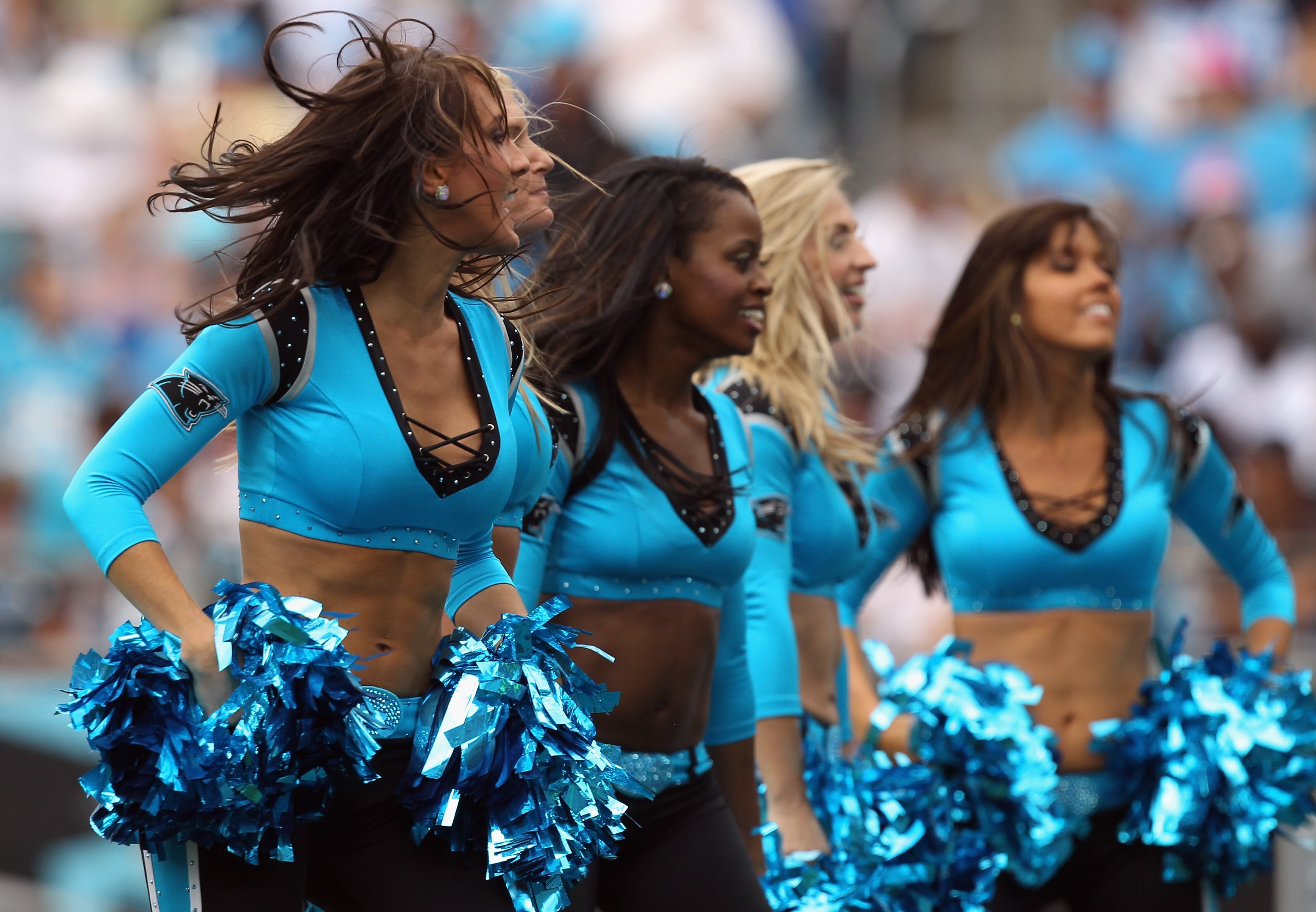 CHARLOTTE, NC - OCTOBER 24:  Cheerleaders during the San Francisco 49ers versus Carolina Panthers during their game at Bank of America Stadium on October 24, 2010 in Charlotte, North Carolina.  (Photo by Streeter Lecka/Getty Images)