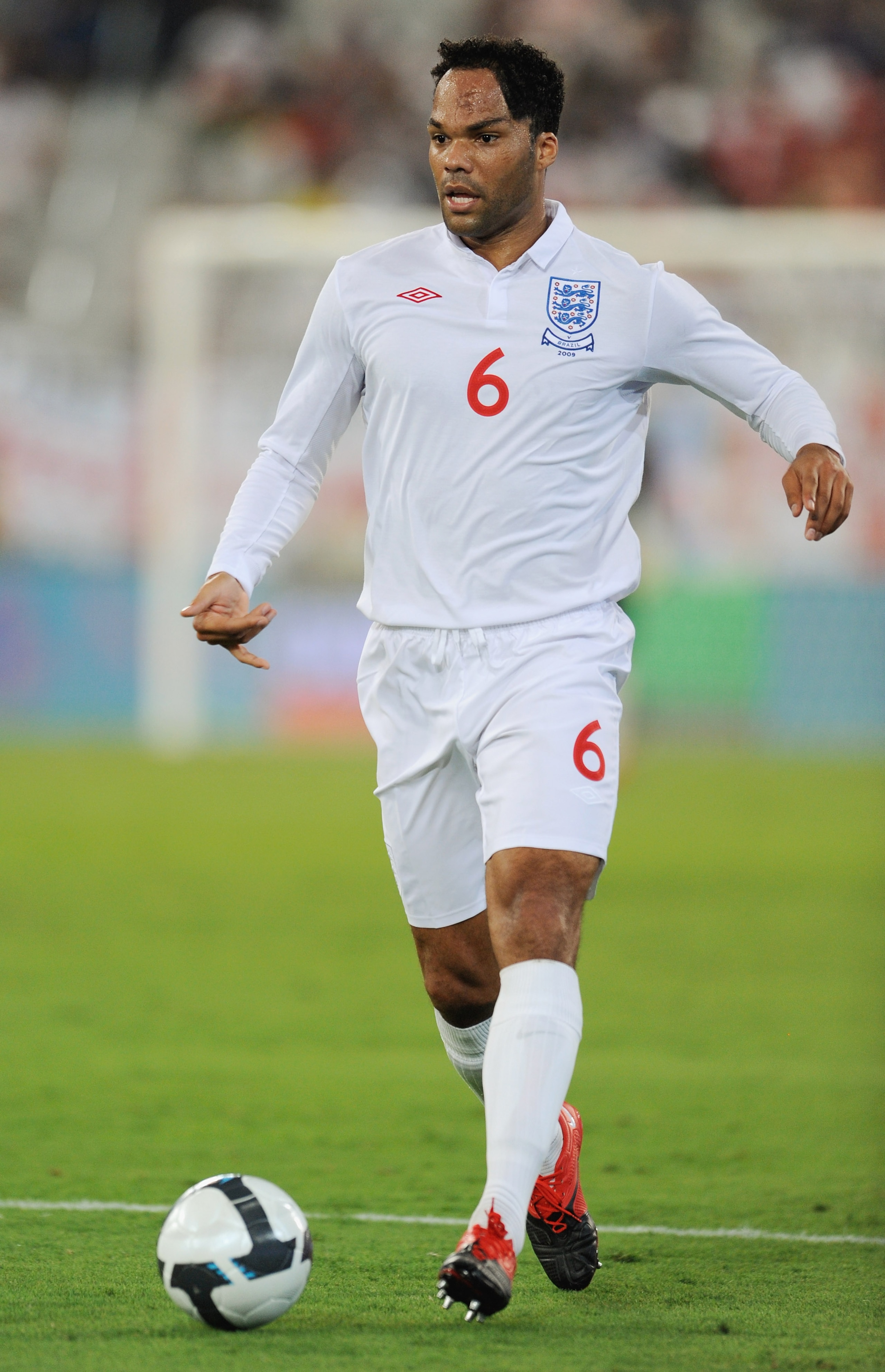 DOHA, QATAR - NOVEMBER 14: Joleon Lescott of England in action during the International Friendly match between Brazil and England at the Khalifa Stadium on November 14, 2009 in Doha, Qatar.  (Photo by Michael Regan/Getty Images)
