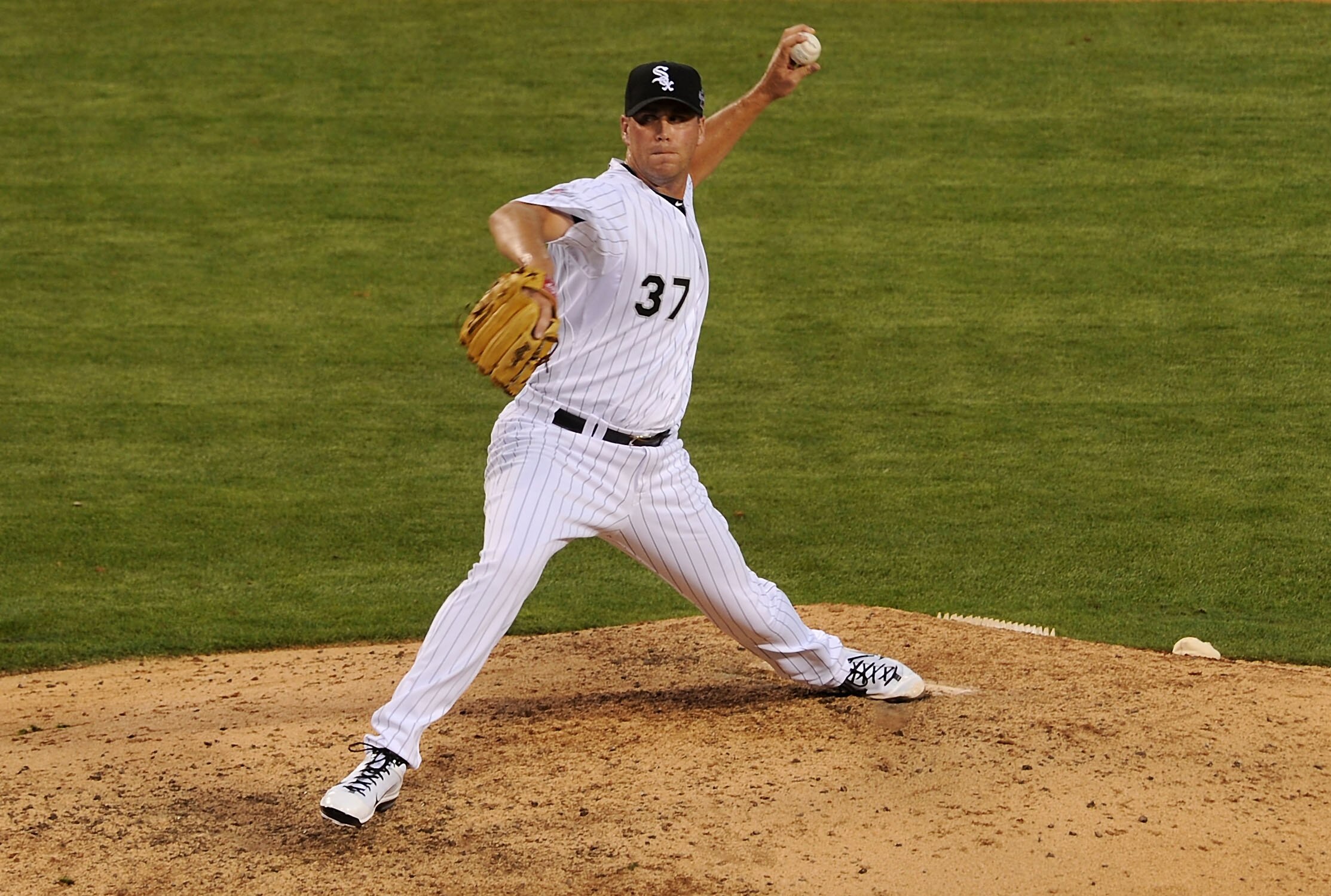 ANAHEIM, CA - JULY 13:  American League All-Star Matt Thornton #37 of the Chicago White Sox throws a picth during the 81st MLB All-Star Game at Angel Stadium of Anaheim on July 13, 2010 in Anaheim, California.  (Photo by Michael Buckner/Getty Images)