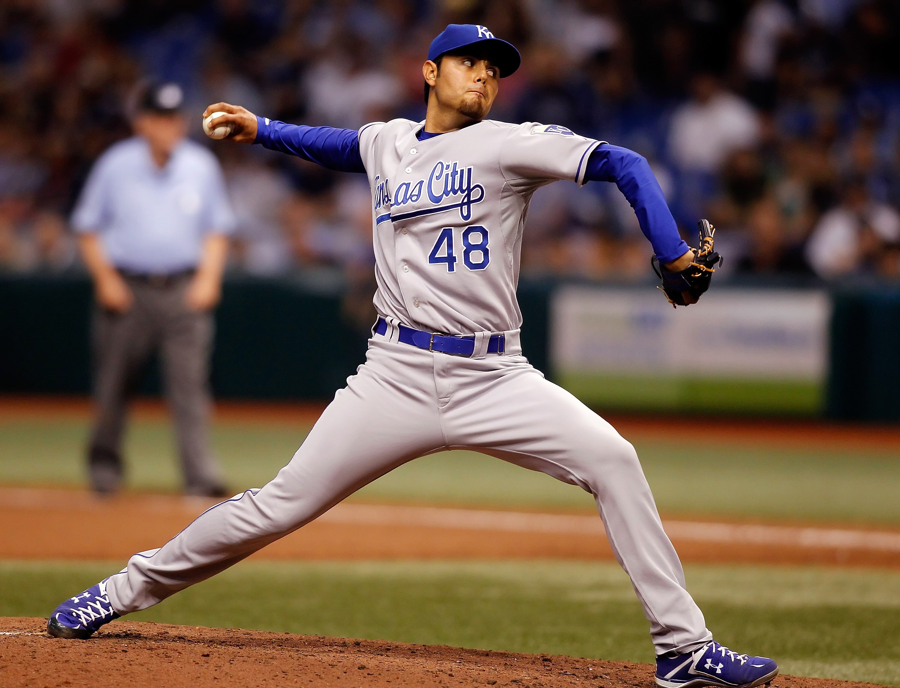 ST. PETERSBURG - APRIL 30:  Reliever Joakim Soria #48 of the Kansas City Royals pitches against the Tampa Bay Rays during the game at Tropicana Field on April 30, 2010 in St. Petersburg, Florida.  (Photo by J. Meric/Getty Images)