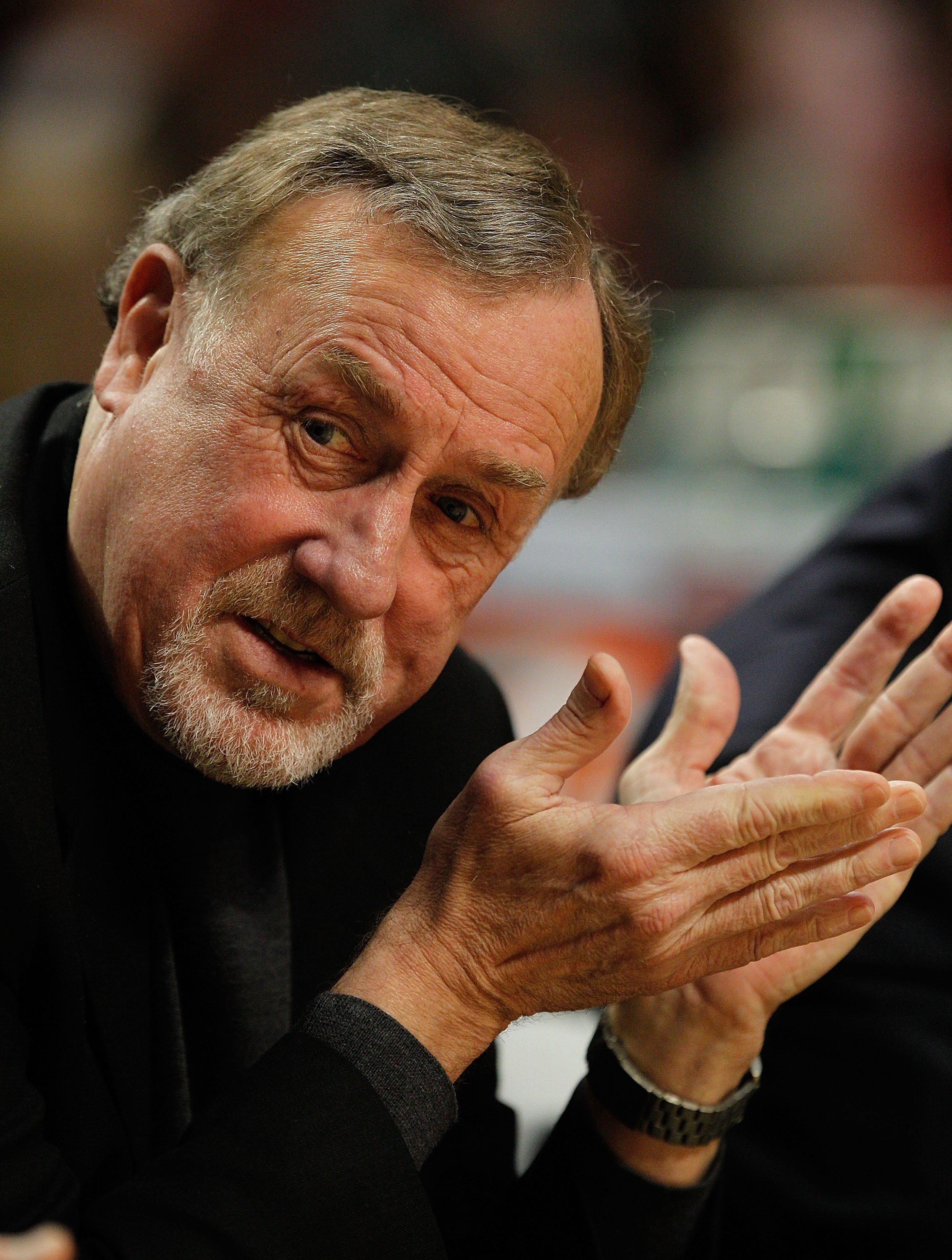 CHICAGO - MARCH 22: Head coach Rick Adelman of the Houston Rockets talks to an assistant on the bench during a game against the Chicago Bulls at the United Center on March 22, 2010 in Chicago, Illinois. The Bulls defeated the Rockets 98-88. NOTE TO USER: