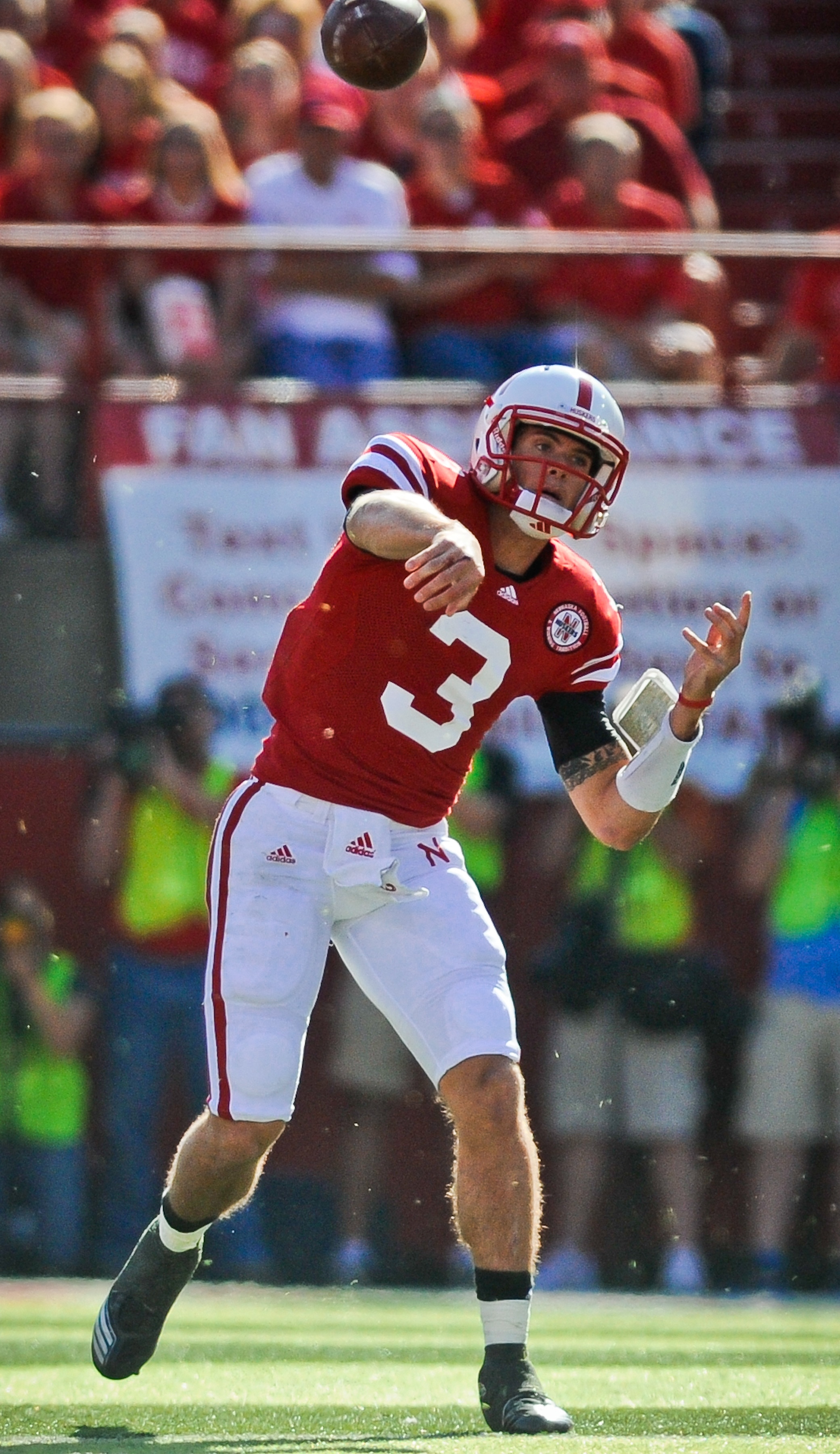 LINCOLN, NE - OCTOBER 16: Quarterback Taylor Martinez #3 of the Nebraska Cornhuskers throws downfield during first half action of their game at Memorial Stadium on October 16, 2010 in Lincoln, Nebraska. Texas Defeated Nebraska 20-13. (Photo by Eric Franci LINCOLN, NE - OCTOBER 16: Quarterback Taylor Martinez #3 of the Nebraska Cornhuskers throws downfield during first half action of their game at Memorial Stadium on October 16, 2010 in Lincoln, Nebraska. Texas Defeated Nebraska 20-13. (Photo by Eric Franci