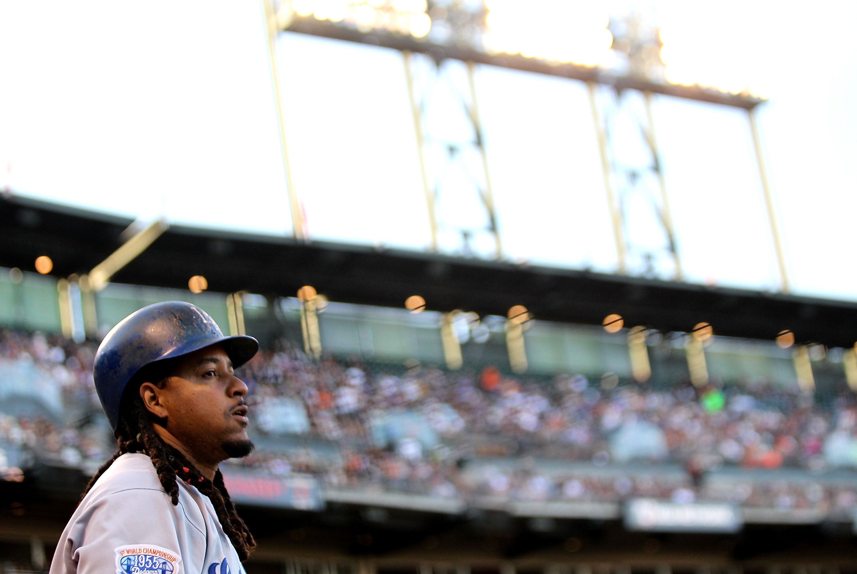 SAN FRANCISCO - JUNE 28:  Manny Ramirez #99 of the Los Angeles Dodgers in action against the San Francisco Giants during an MLB game at AT&T Park on June 28, 2010 in San Francisco, California.  (Photo by Jed Jacobsohn/Getty Images)