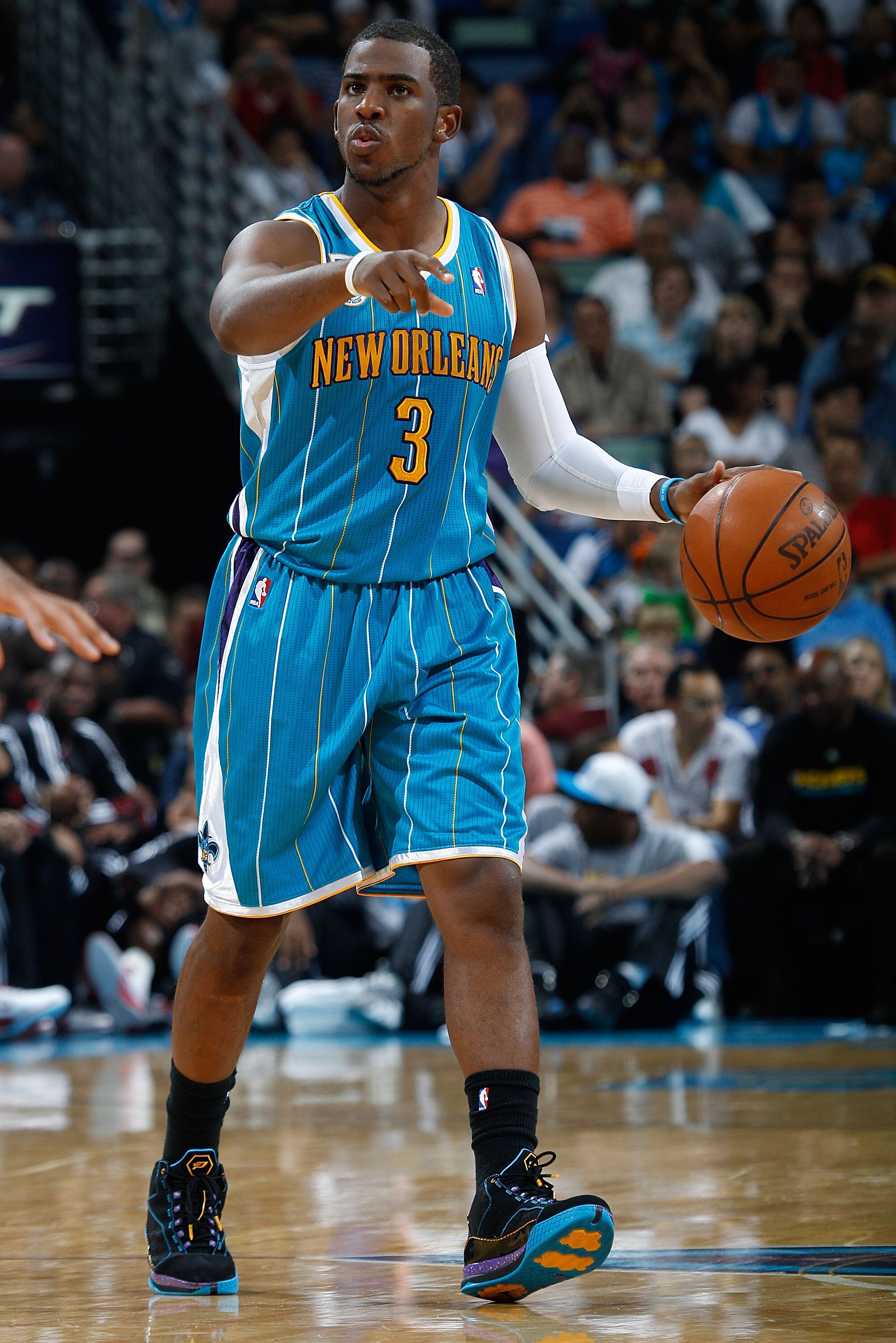 NEW ORLEANS - OCTOBER 13:  Chris Paul #3 of the New Orleans Hornets in action during the game against the Miami Heat at the New Orleans Arena on October 13, 2010 in New Orleans, Louisiana.  NOTE TO USER: User expressly acknowledges and agrees that, by dow