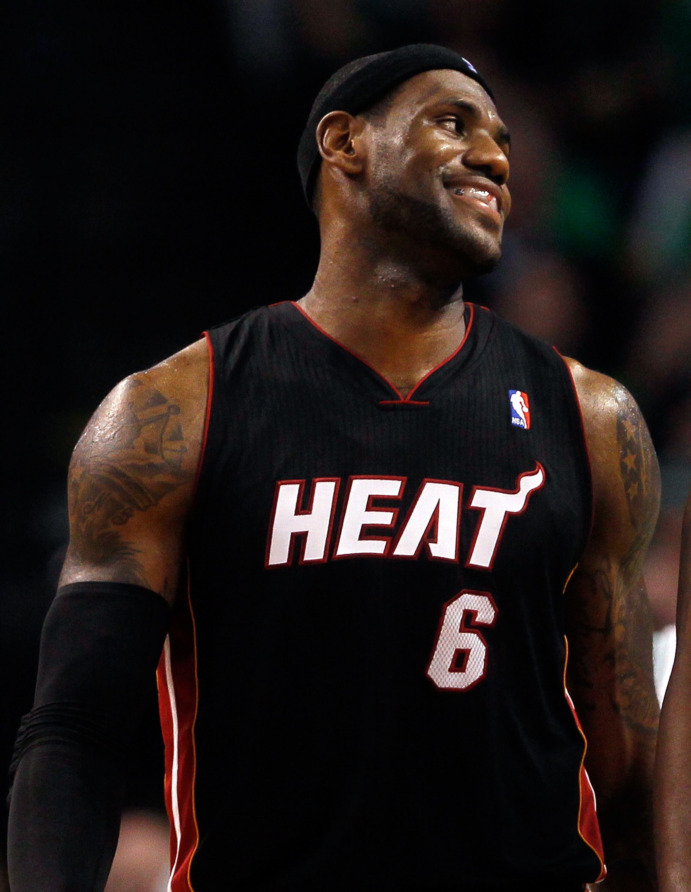 BOSTON, MA - OCTOBER 26: LeBron James #6 of the Miami Heat reacts during a game with the Boston Celtics at the TD Banknorth Garden on October 26, 2010 in Boston, Massachusetts. NOTE TO USER: User expressly acknowledges and agrees that, by downloading and