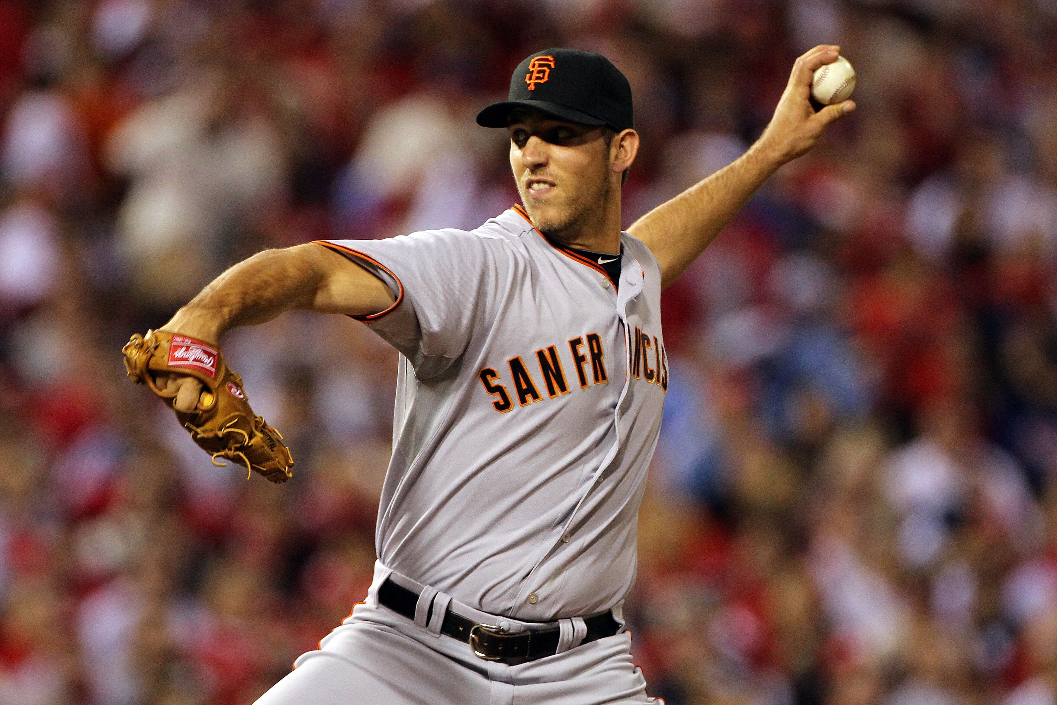 PHILADELPHIA - OCTOBER 23: Madison Bumgarner #40 of the San Francisco Giants pitches against the Philadelphia Phillies in Game Six of the NLCS during the 2010 MLB Playoffs at Citizens Bank Park on October 23, 2010 in Philadelphia, Pennsylvania.  (Photo by