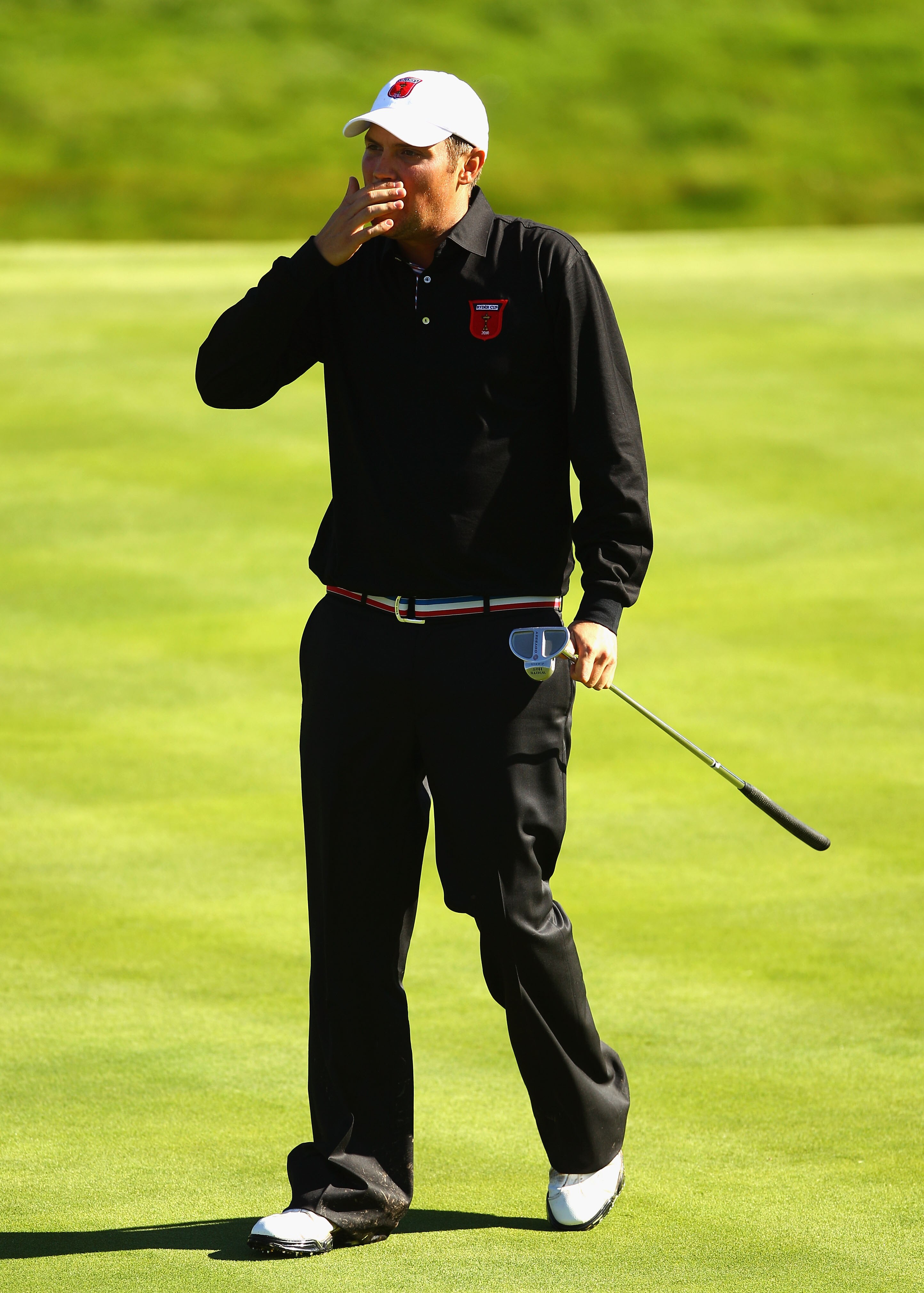 NEWPORT, WALES - OCTOBER 04:  Jeff Overton of the USA walks across a green in the singles matches during the 2010 Ryder Cup at the Celtic Manor Resort on October 4, 2010 in Newport, Wales.  (Photo by Richard Heathcote/Getty Images)