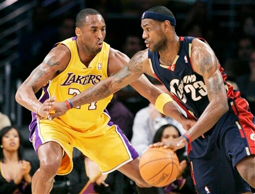 Kobe Bryant defending Lebron James