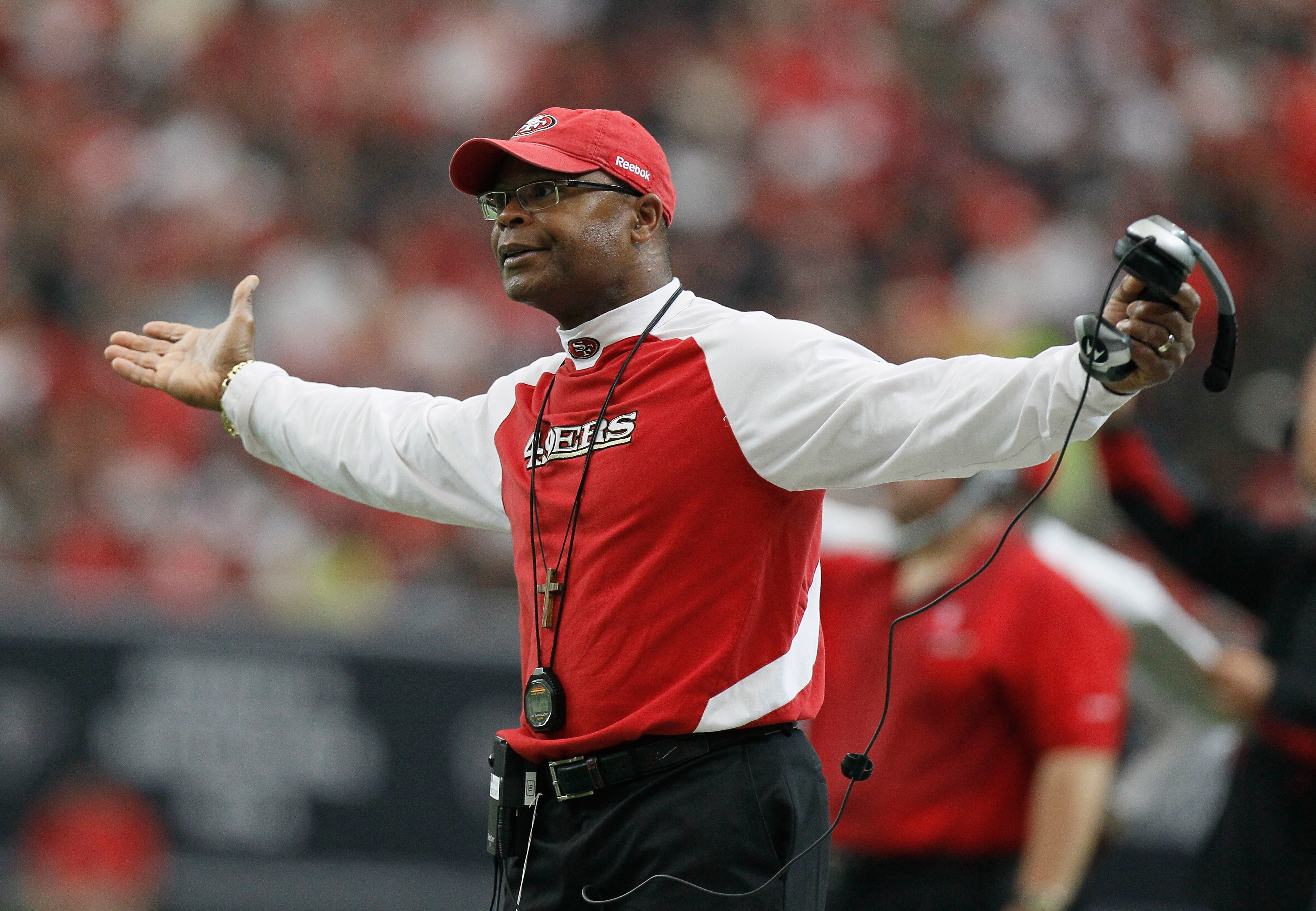 ATLANTA - OCTOBER 03:  Head coach Mike Singletary of the San Francisco 49ers against the Atlanta Falcons at Georgia Dome on October 3, 2010 in Atlanta, Georgia.  (Photo by Kevin C. Cox/Getty Images)