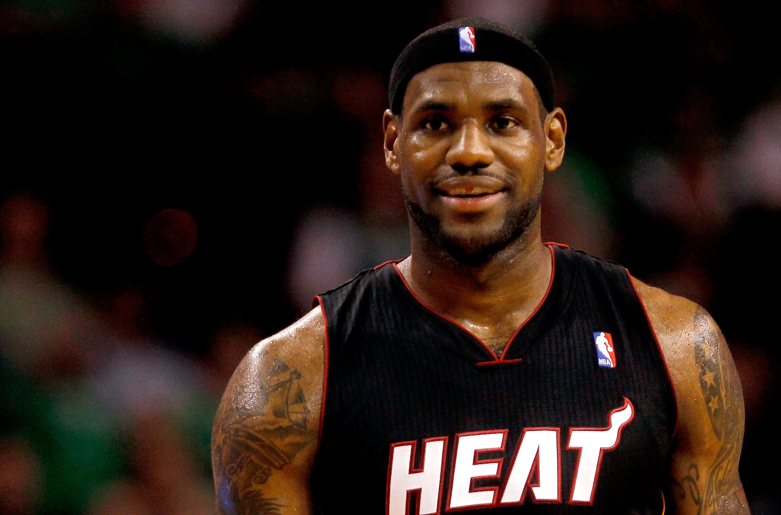 BOSTON, MA - OCTOBER 26: LeBron James #6 of the Miami Heat reacts during a game with the Boston Celtics at the TD Banknorth Garden on October 26, 2010 in Boston, Massachusetts. NOTE TO USER: User expressly acknowledges and agrees that, by downloading and
