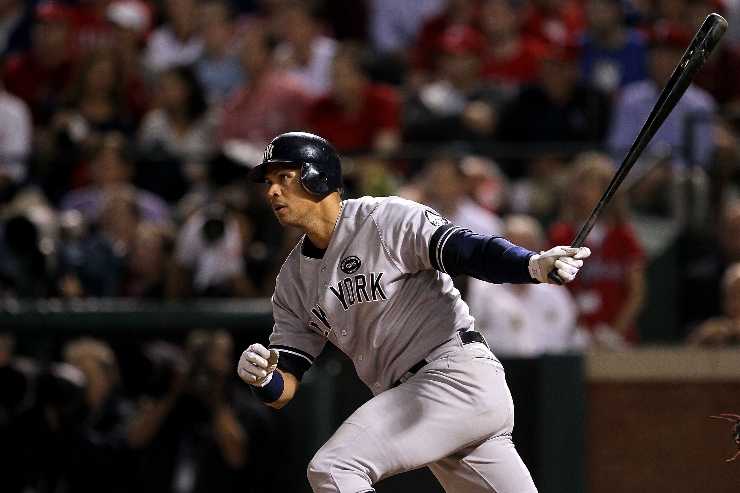 ARLINGTON, TX - OCTOBER 22: Alex Rodriguez #13 of the New York Yankees bats against the Texas Rangers in Game Six of the ALCS during the 2010 MLB Playoffs at Rangers Ballpark in Arlington on October 22, 2010 in Arlington, Texas. The Rangers won 6-1. (Pho ARLINGTON, TX - OCTOBER 22: Alex Rodriguez #13 of the New York Yankees bats against the Texas Rangers in Game Six of the ALCS during the 2010 MLB Playoffs at Rangers Ballpark in Arlington on October 22, 2010 in Arlington, Texas. The Rangers won 6-1. (Pho