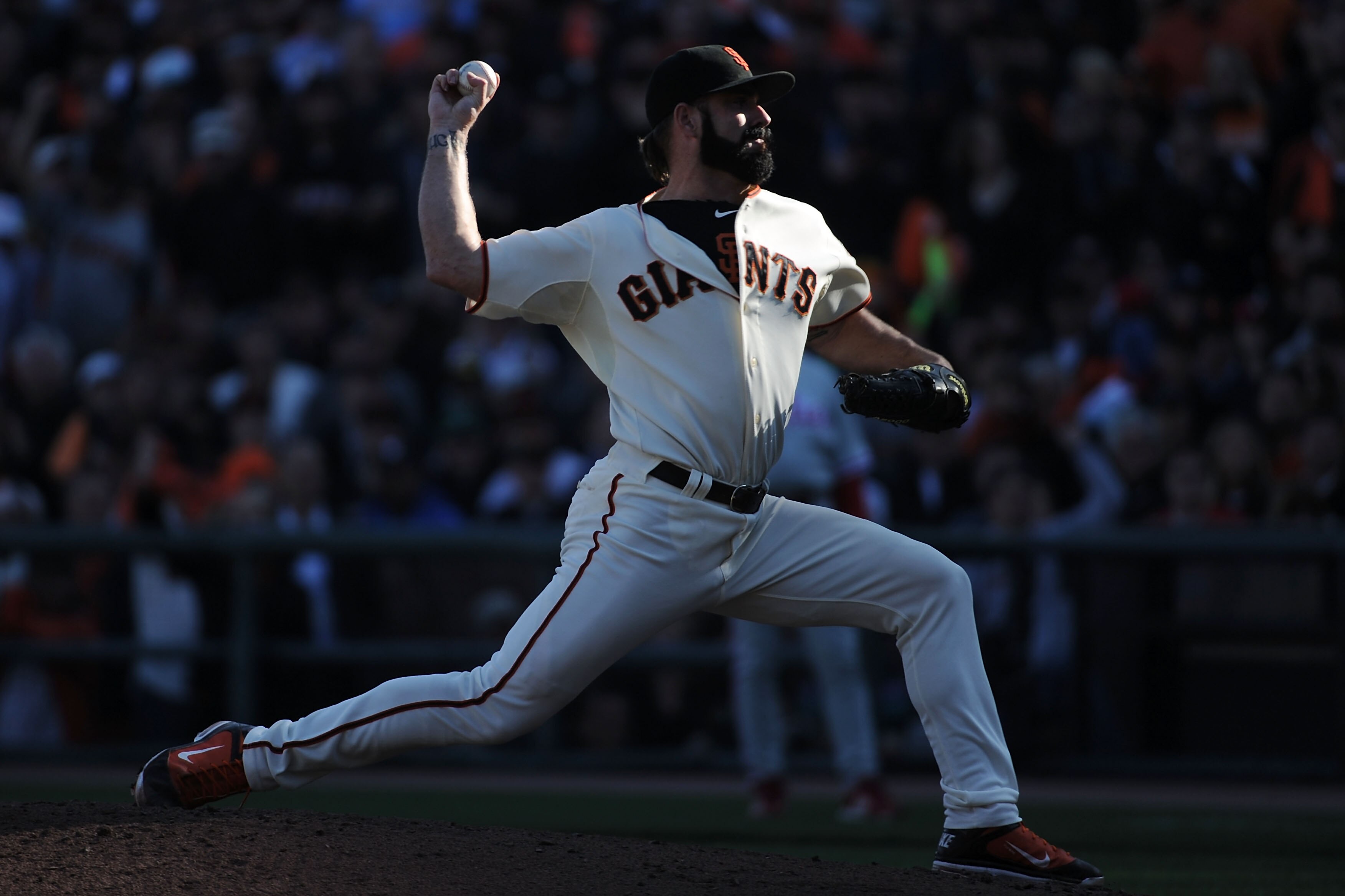 SAN FRANCISCO - OCTOBER 19:  Brian Wilson #38 of the San Francisco Giants throws a pitch against the Philadelphia Phillies in the ninth inning of Game Three of the NLCS during the 2010 MLB Playoffs at AT&T Park on October 19, 2010 in San Francisco, Califo