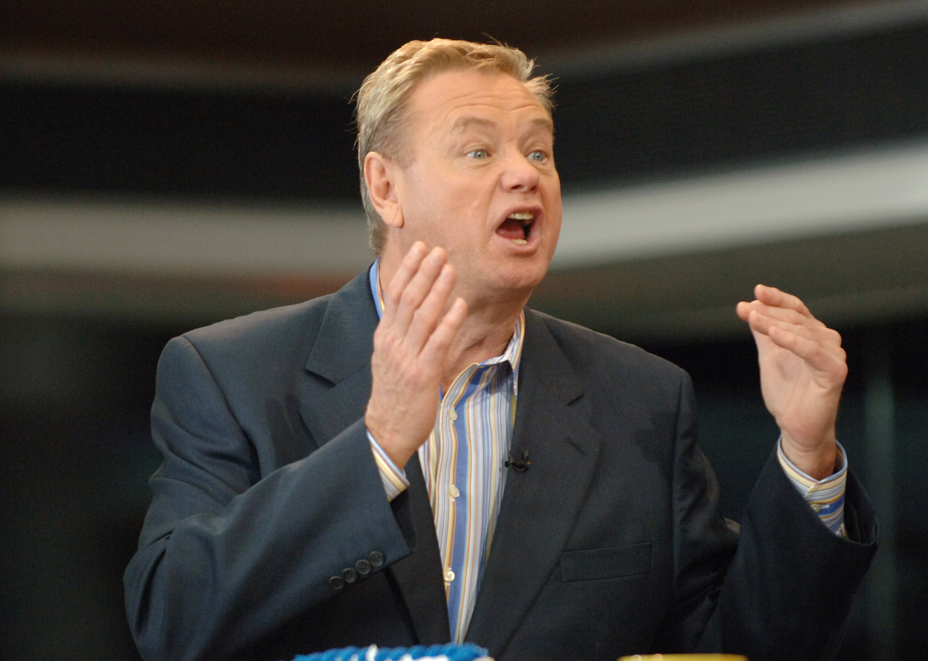Woody Paige during a broadcast of ESPN's Cold Pizza from the Super Bowl XL Media Center at the Renaissance Center in Detroit, Michigan on January 30, 2006.  (Photo by Al Messerschmidt/Getty Images)