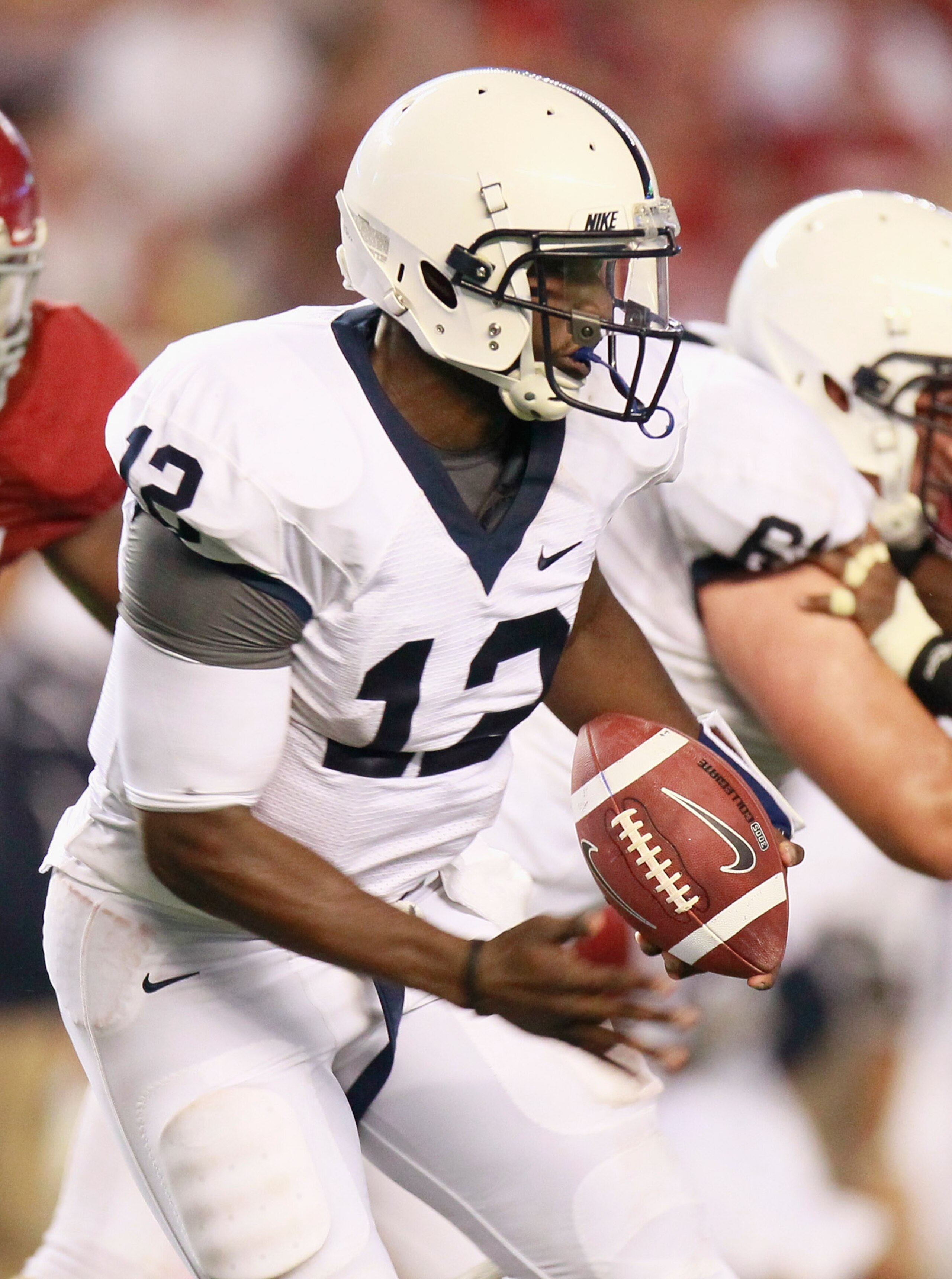 TUSCALOOSA, AL - SEPTEMBER 11:  Quarterback Kevin Newsome #12 of the Penn State Nittany Lions against the Alabama Crimson Tide at Bryant-Denny Stadium on September 11, 2010 in Tuscaloosa, Alabama.  (Photo by Kevin C. Cox/Getty Images)