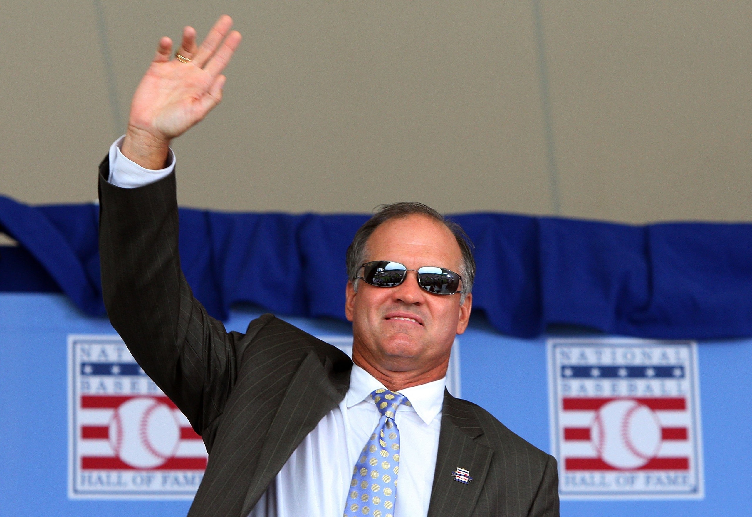 COOPERSTOWN, NY - JULY 26: Hall of Famer Ryne Sandberg waves to the crowd as he is introduced at Clark Sports Center during the 2009 Baseball Hall of Fame induction ceremony on July 26, 2009 in Cooperstown, New York. (Photo by Jim McIsaac/Getty Images) COOPERSTOWN, NY - JULY 26: Hall of Famer Ryne Sandberg waves to the crowd as he is introduced at Clark Sports Center during the 2009 Baseball Hall of Fame induction ceremony on July 26, 2009 in Cooperstown, New York. (Photo by Jim McIsaac/Getty Images)