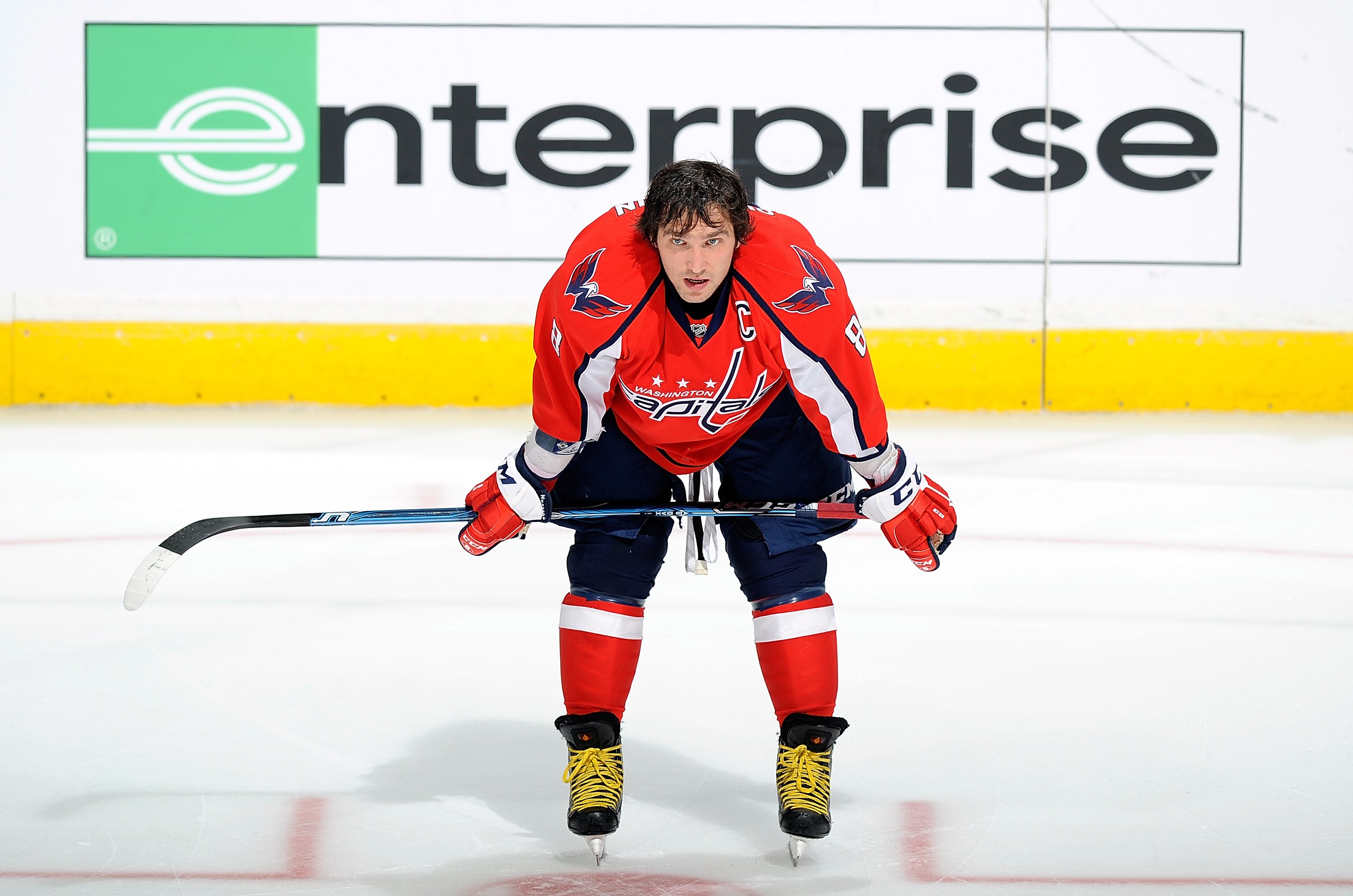 WASHINGTON - OCTOBER 19:  Alex Ovechkin #8 of the Washington Capitals warms up before the game against the Boston Bruins at the Verizon Center on October 19, 2010 in Washington, DC.  (Photo by Greg Fiume/Getty Images)
