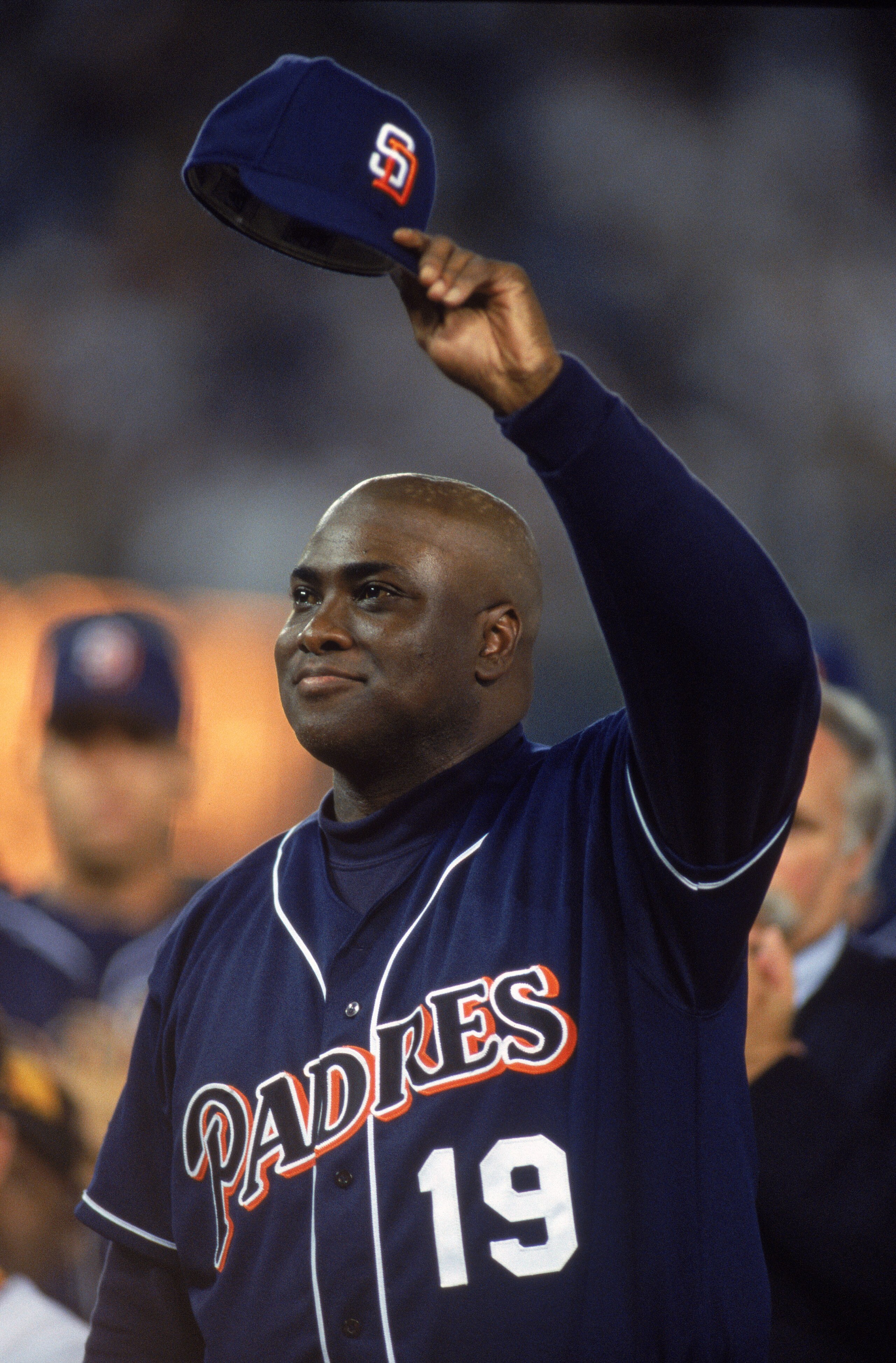 7 Oct 2001: Right fielder Tony Gwynn #19 of the San Diego Padres acknowledges the crowd during the Major League Baseball game against the Colorado Rockies at Qualcomm Stadium in San Diego, California. The Rockies defeated the Padres 14-5. Mandatory Cre 7 Oct 2001: Right fielder Tony Gwynn #19 of the San Diego Padres acknowledges the crowd during the Major League Baseball game against the Colorado Rockies at Qualcomm Stadium in San Diego, California. The Rockies defeated the Padres 14-5. Mandatory Cre