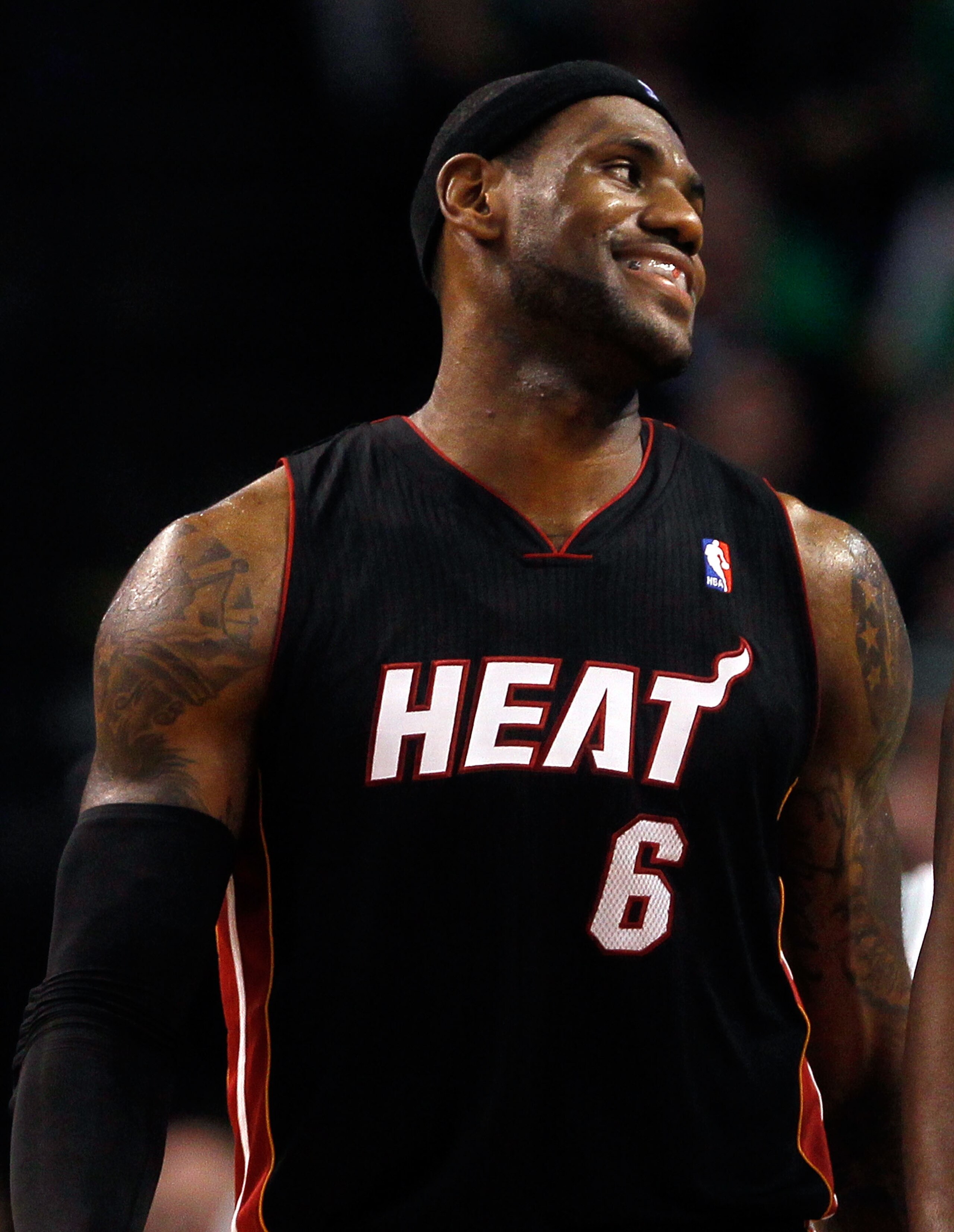 BOSTON, MA - OCTOBER 26: LeBron James #6 of the Miami Heat reacts during a game with the Boston Celtics at the TD Banknorth Garden on October 26, 2010 in Boston, Massachusetts. NOTE TO USER: User expressly acknowledges and agrees that, by downloading and 