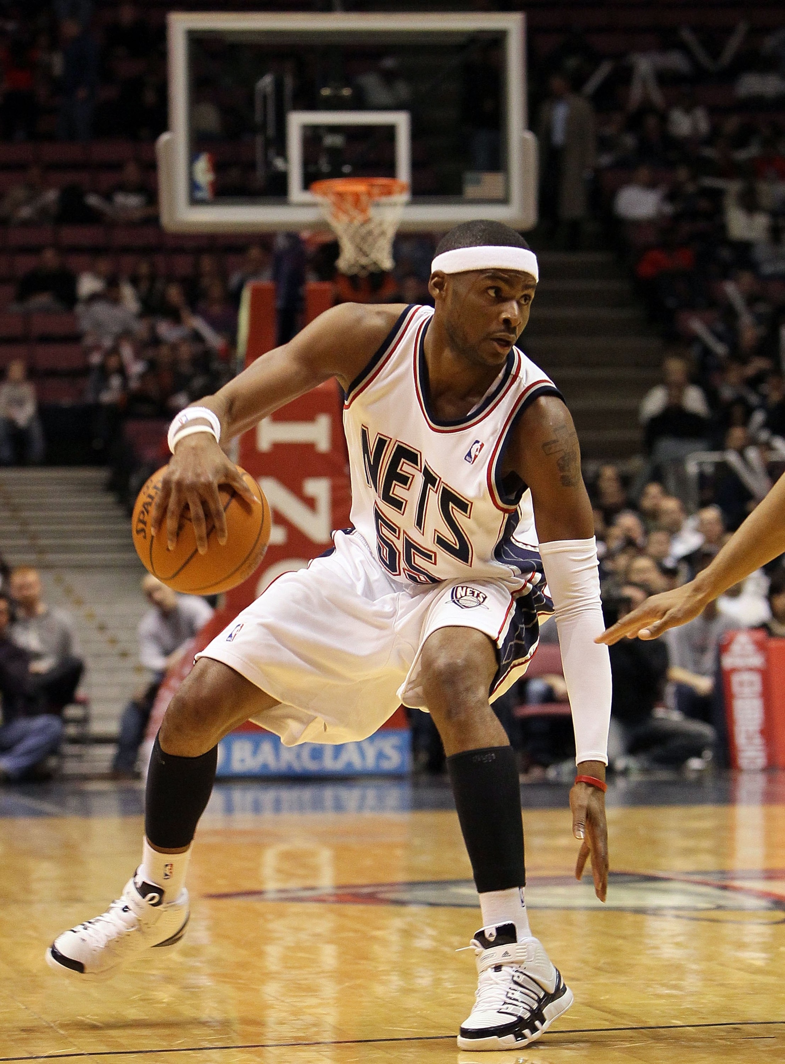 EAST RUTHERFORD, NJ - FEBRUARY 23:  Keyon Dooling #55 of the New Jersey Nets controls the ball against the Portland Trail Blazers at the Izod Center on February 23, 2010 in East Rutherford, New Jersey.The Blazers defeated the Nets 102-93.NOTE TO USER: Use