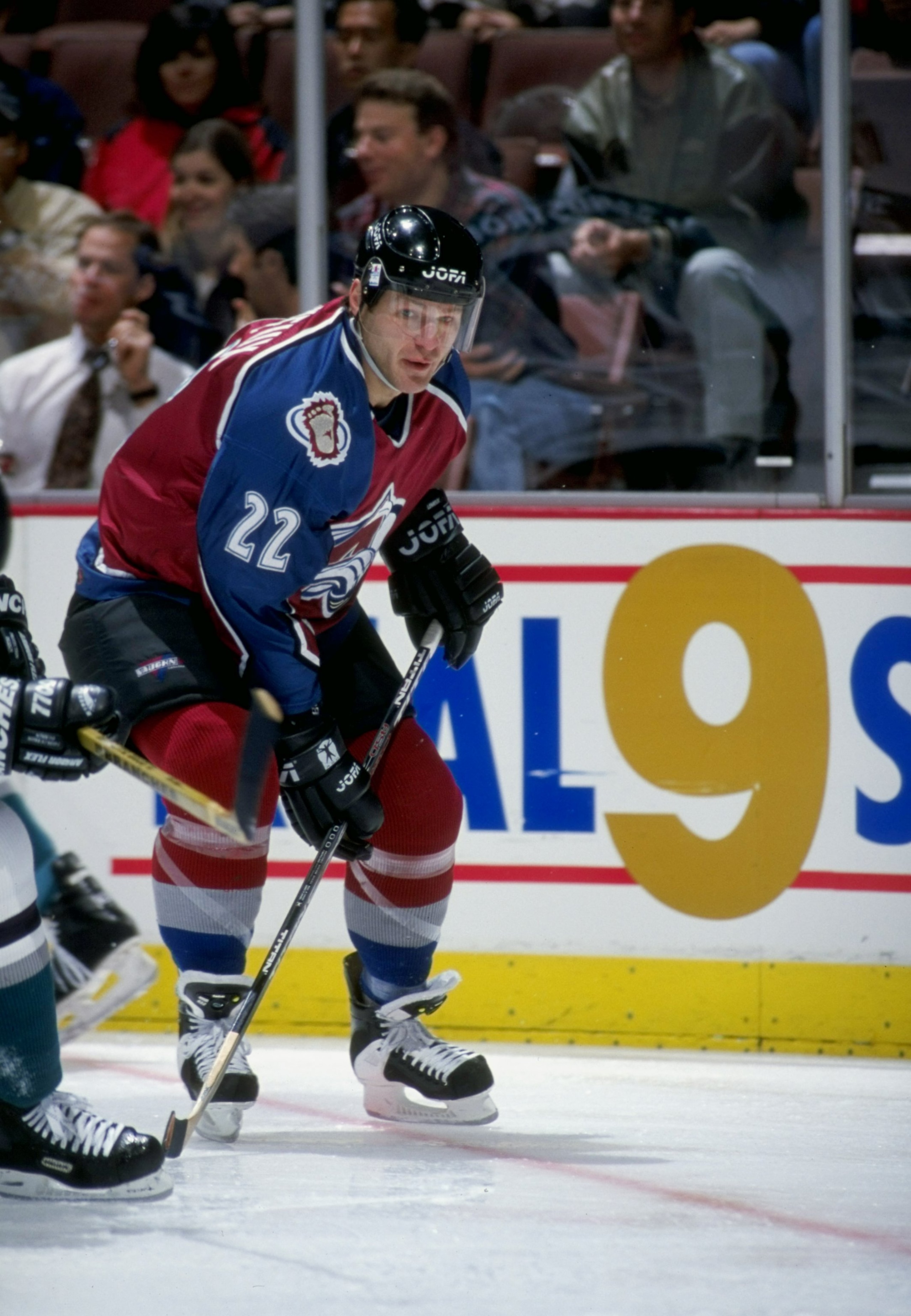 14 Jan 1998:  Right wing Claude Lemieux of the Colorado Avalanche in action during a game against the Anaheim Mighty Ducks at Arrowhead Pond in Anaheim, California.  The Avalanche won the game 2-0. Mandatory Credit: Elsa Hasch  /Allsport