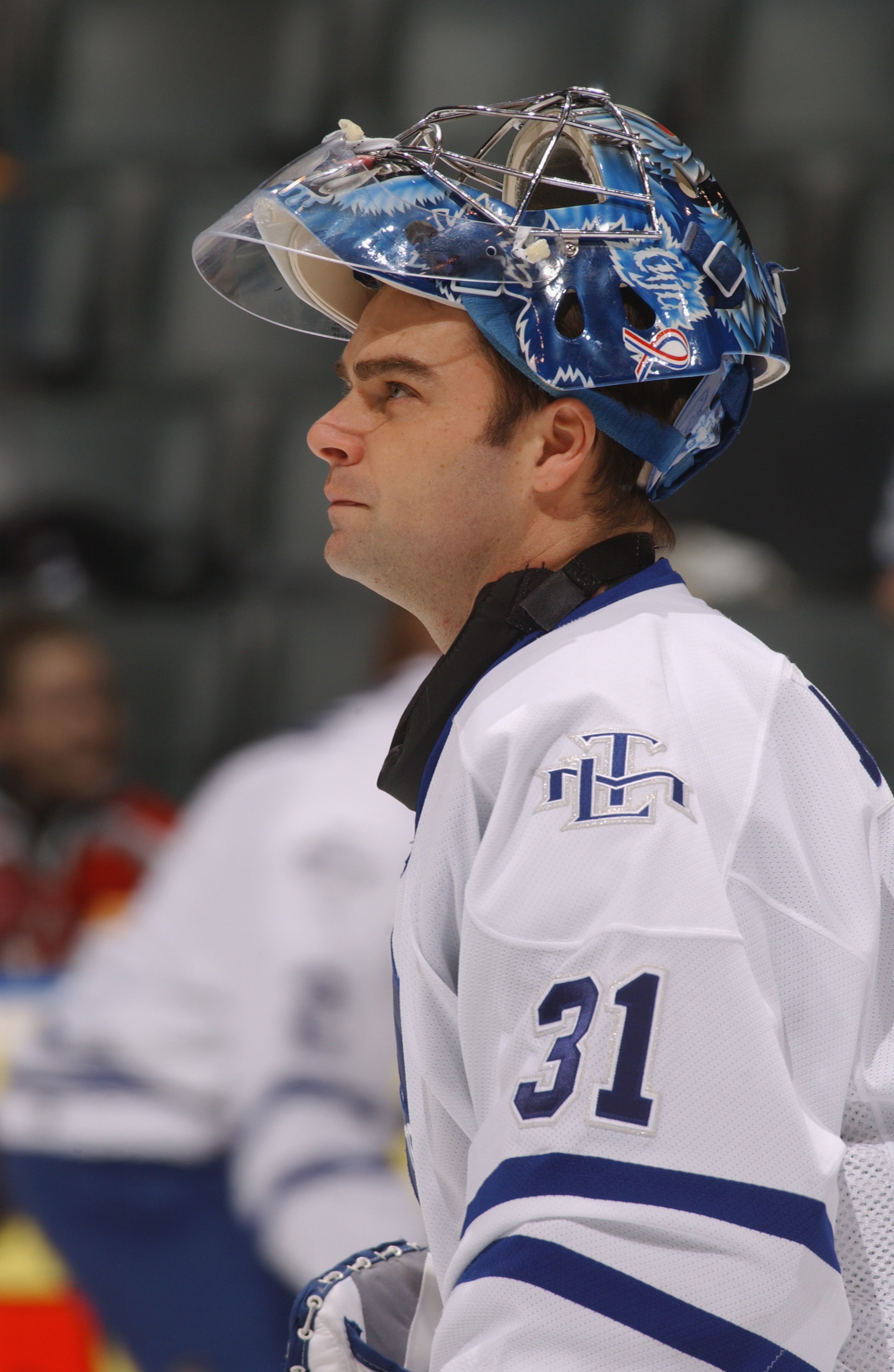 TORONTO - DECEMBER 18:  Goaltender Curtis Joseph #31 of the Toronto Maple Leafs looks on against the Los Angeles Kings during the game on December 18, 2001 at Air Canada Centre in Toronto, Ontario, Canada . The Kings won 3-1.  (Photo by Dave Sandford/Gett